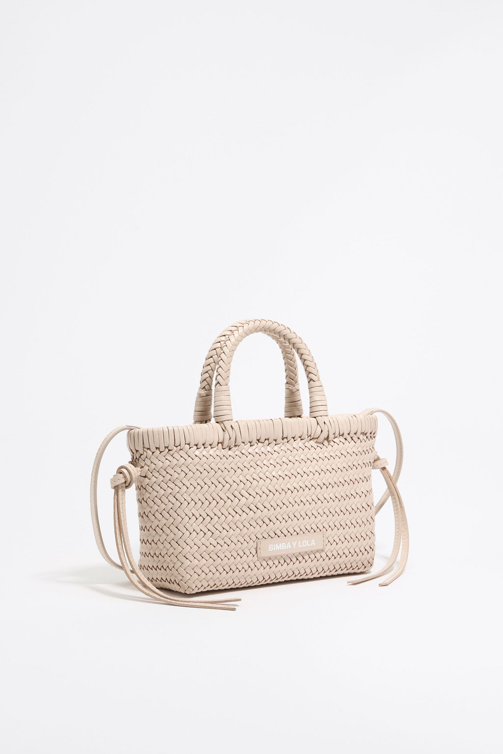 Mini sand leather shopper bag