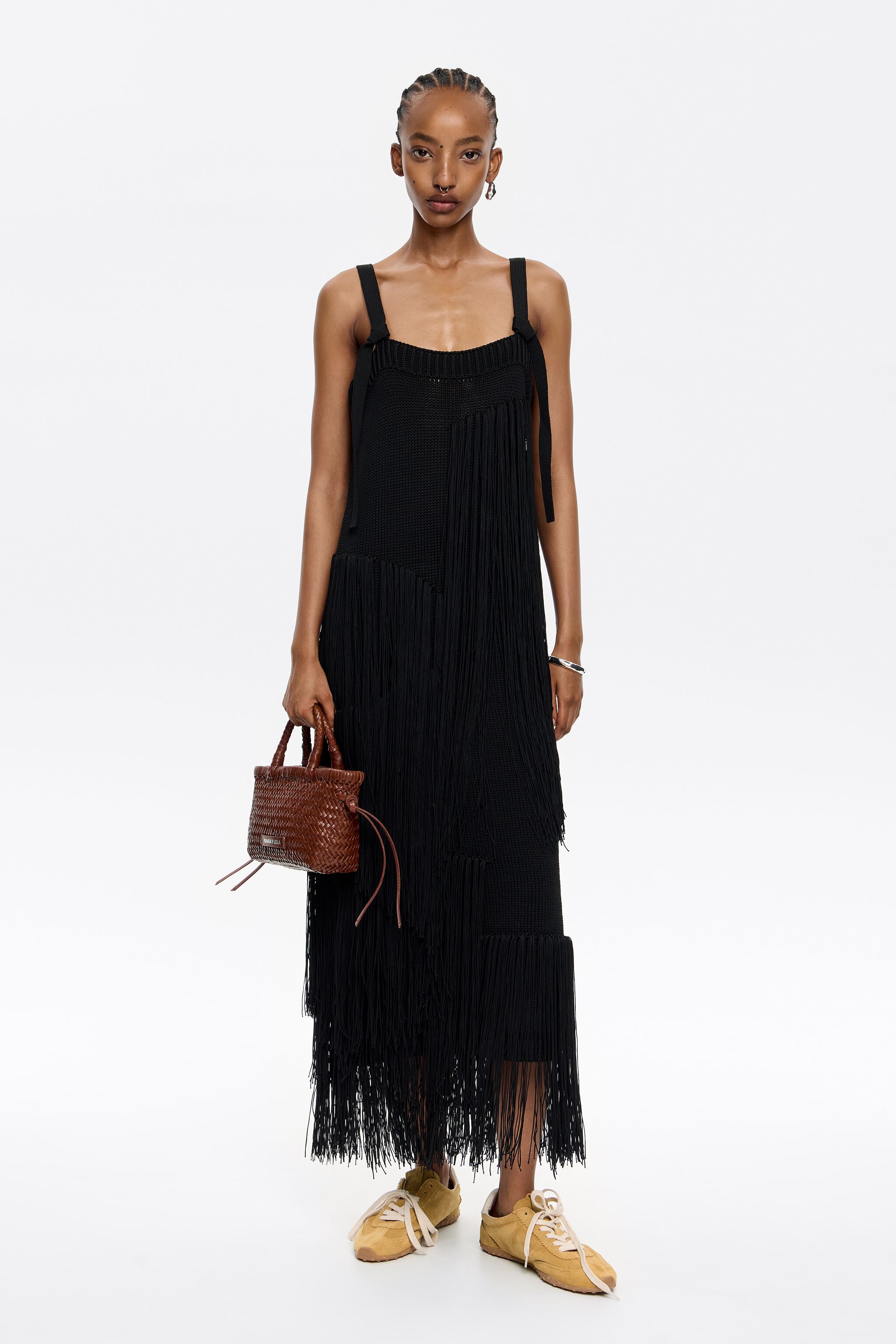 Mini walnut leather shopper bag