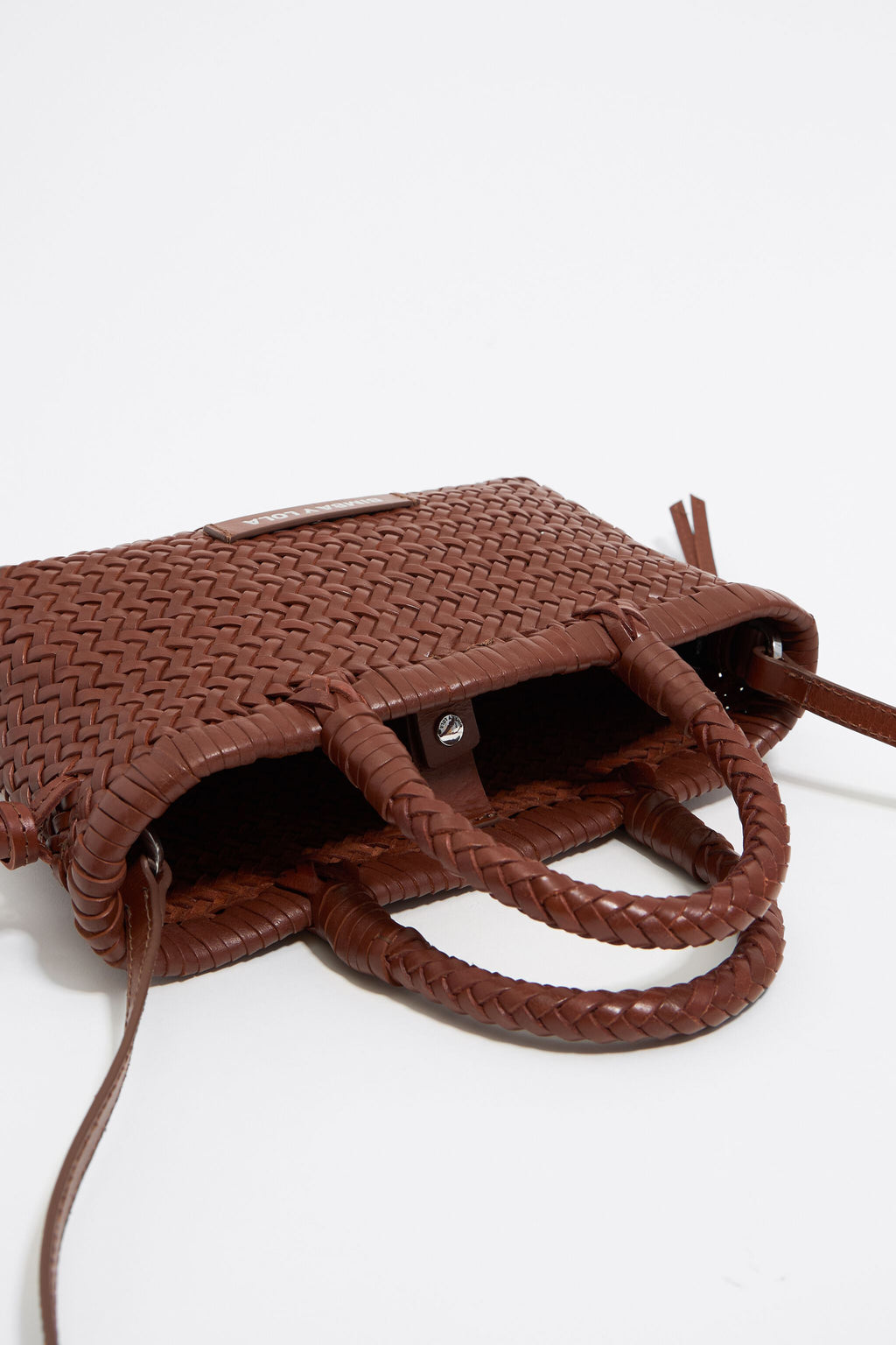 Mini walnut leather shopper bag