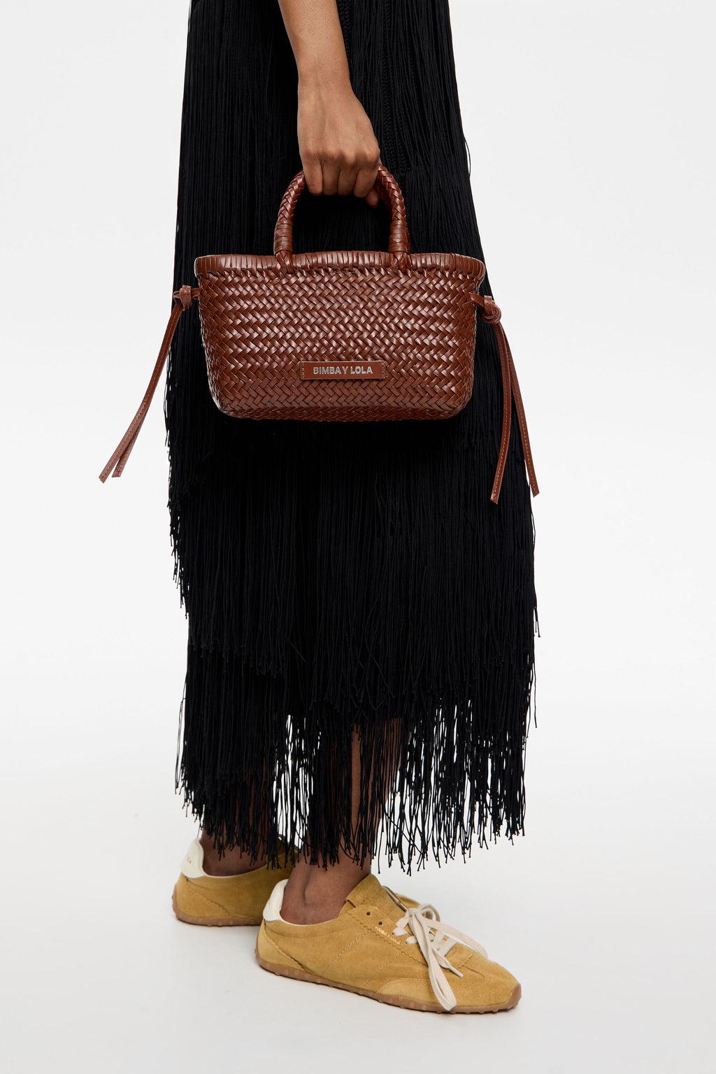 Mini walnut leather shopper bag