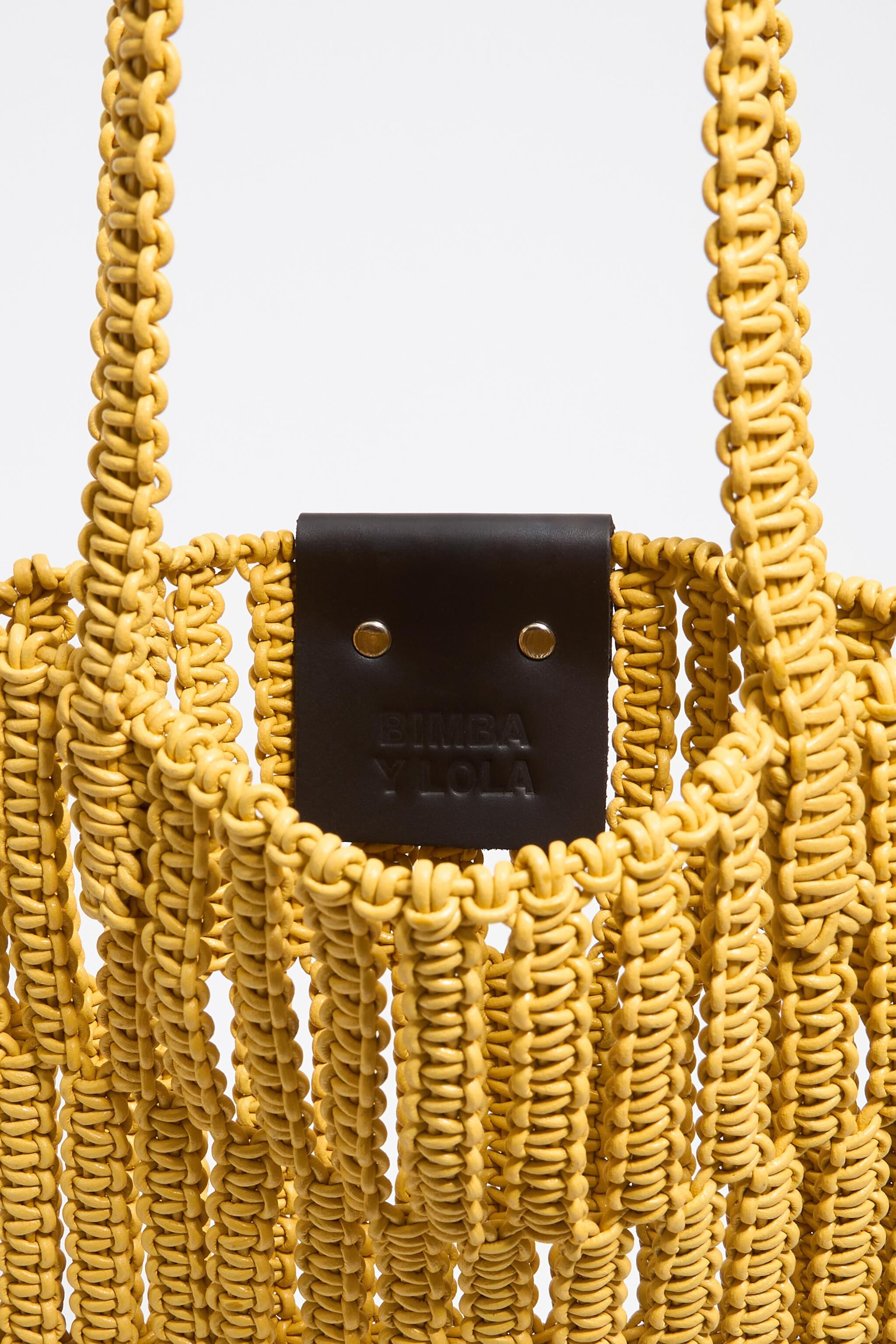 Banana woven leather handbag