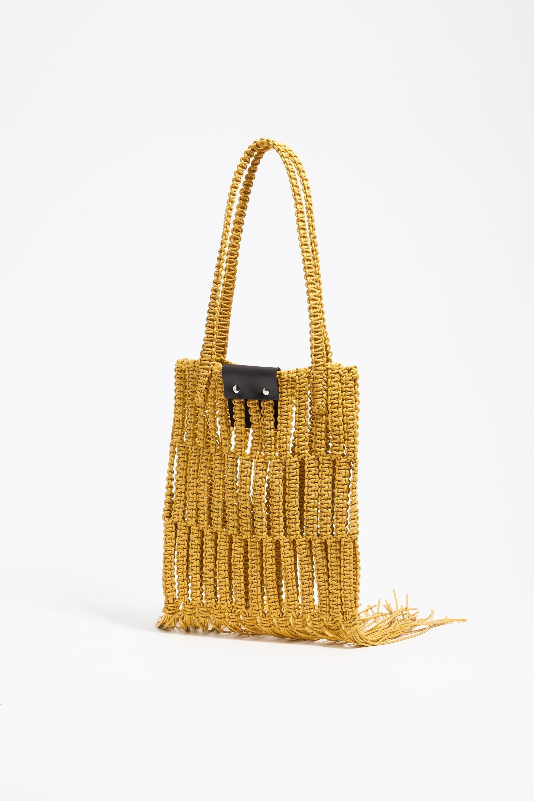 Banana woven leather handbag