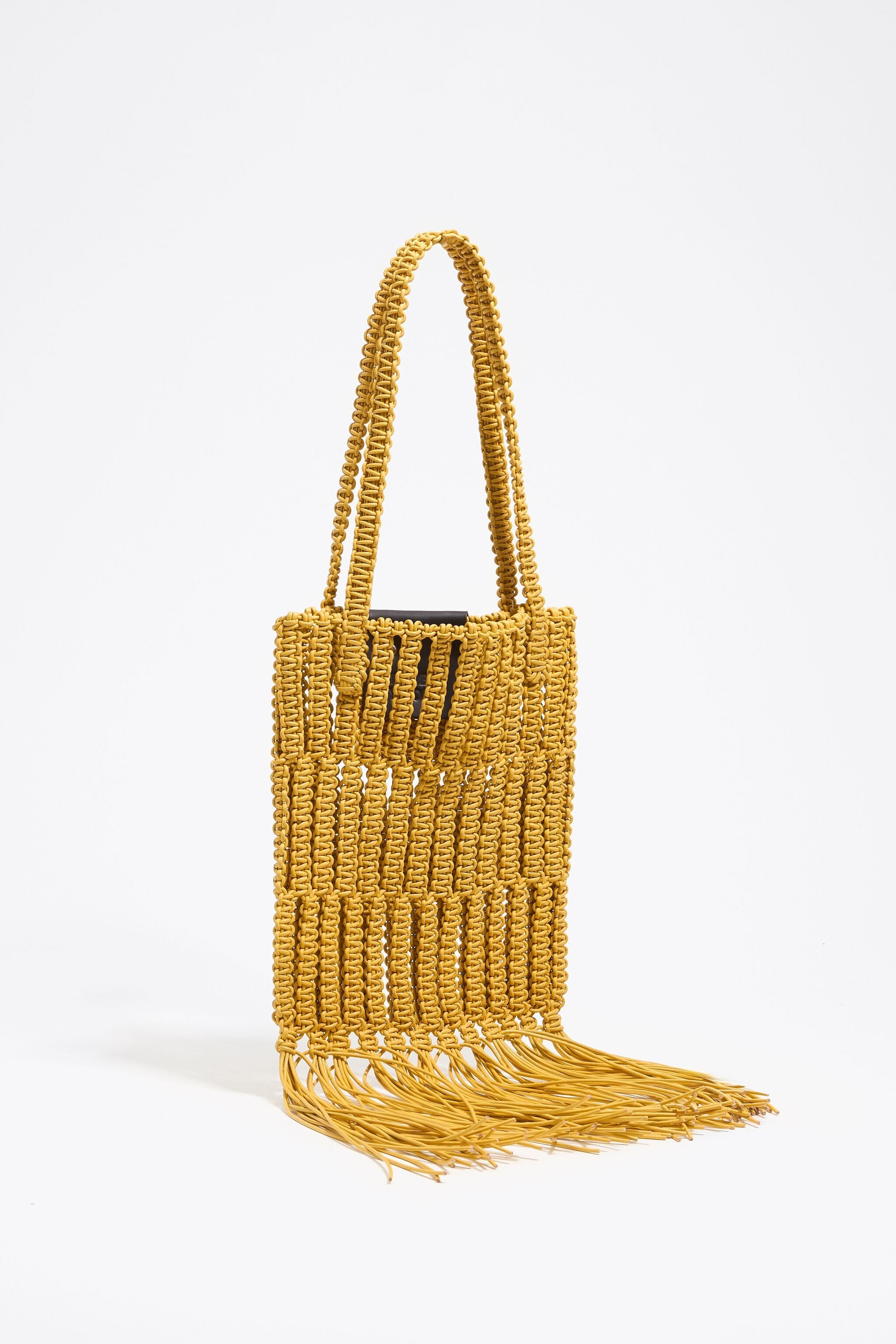 Banana woven leather handbag