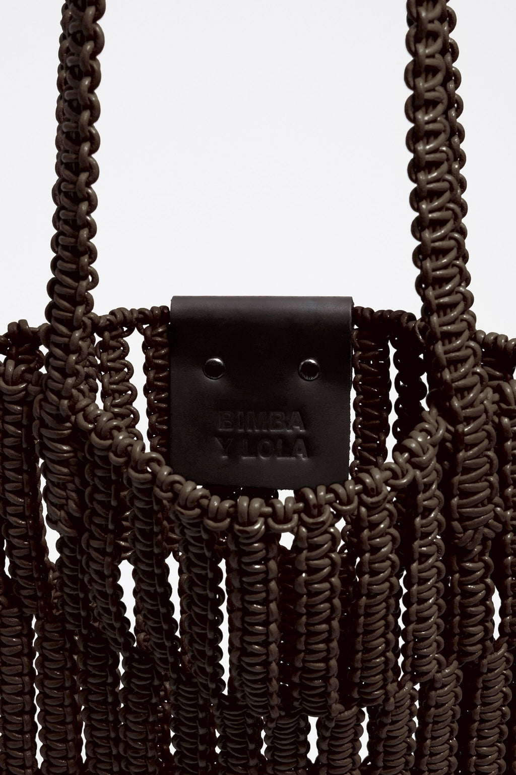 Chocolate woven leather handbag