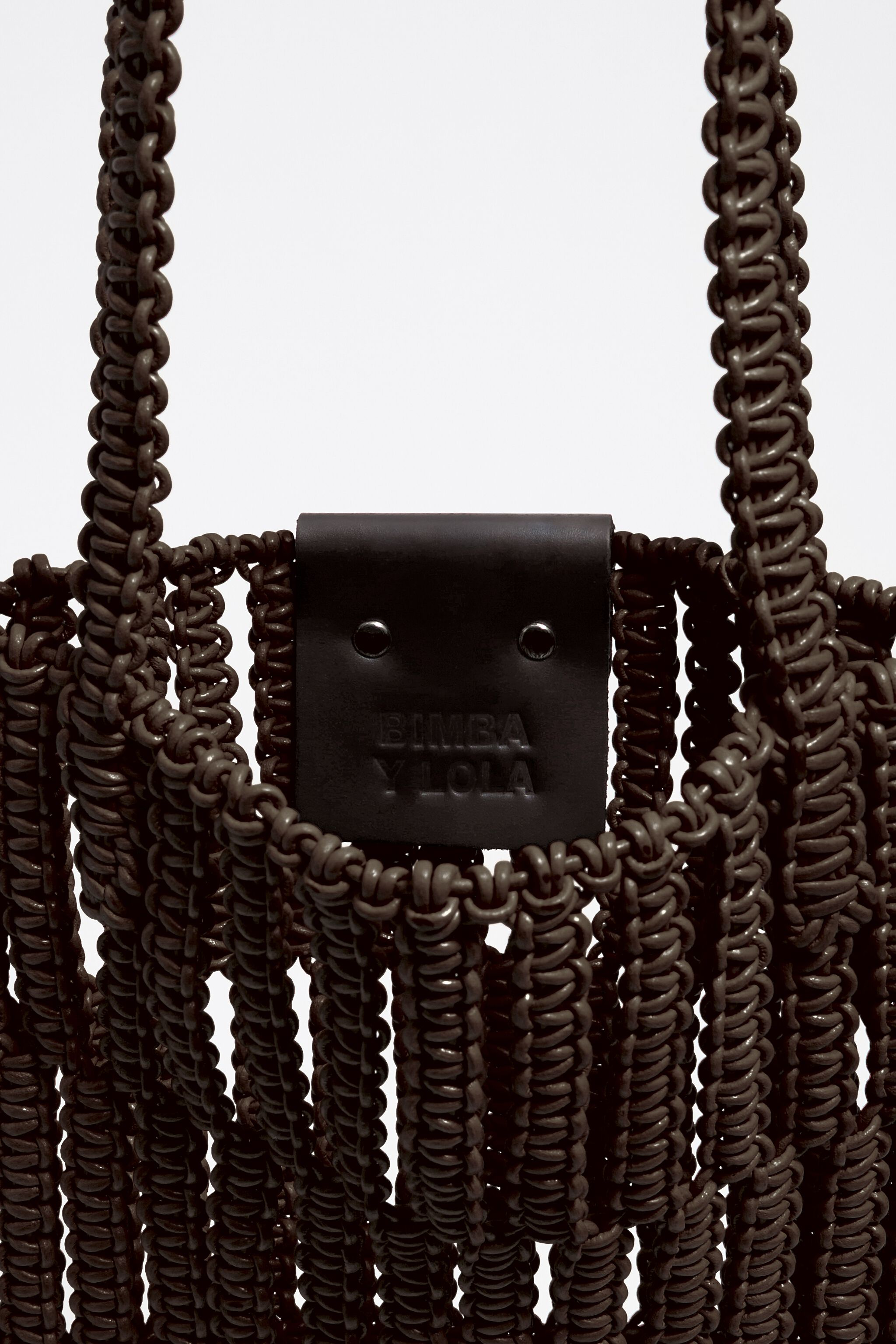 Chocolate woven leather handbag