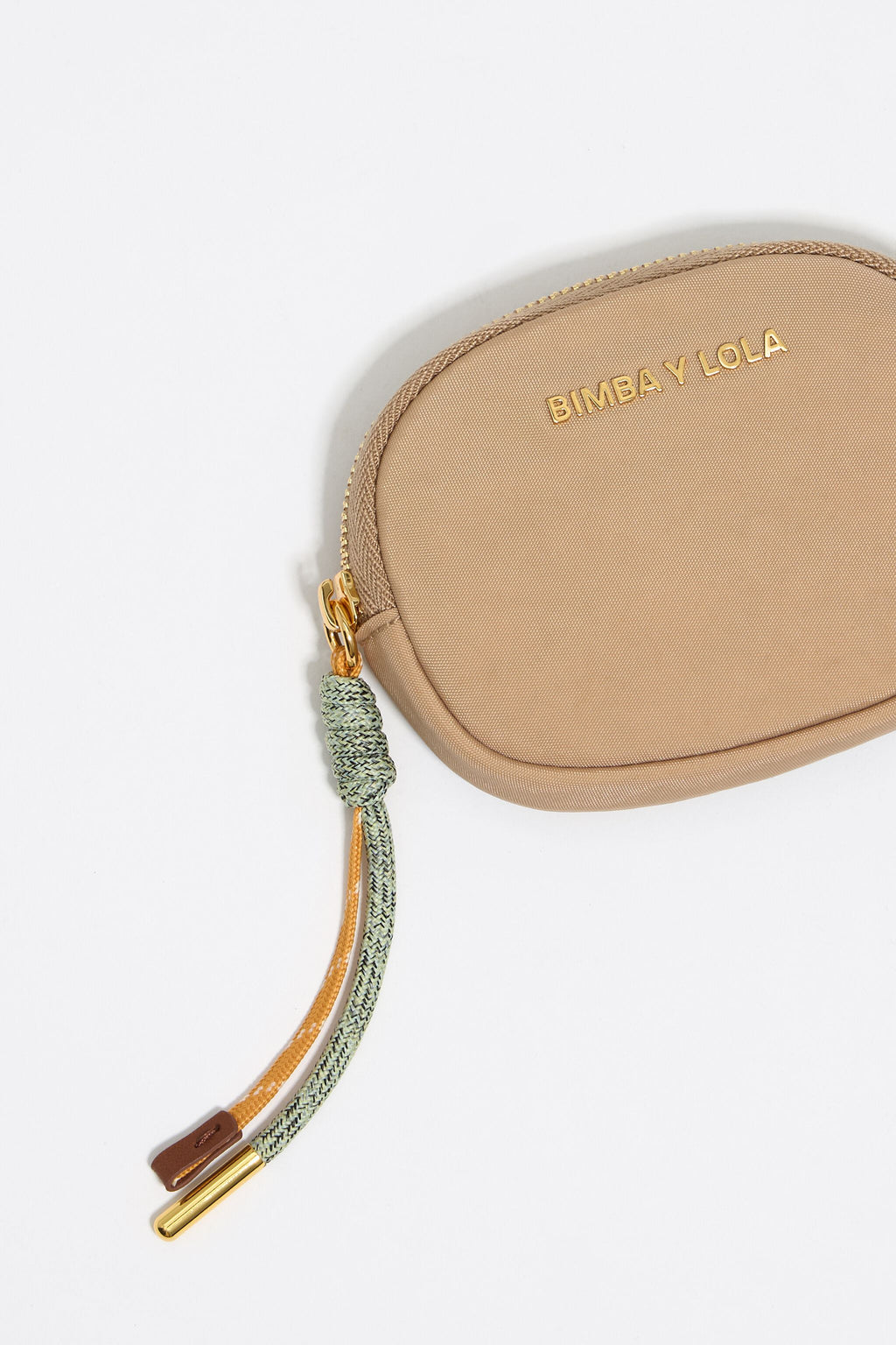 Beige nylon coin purse