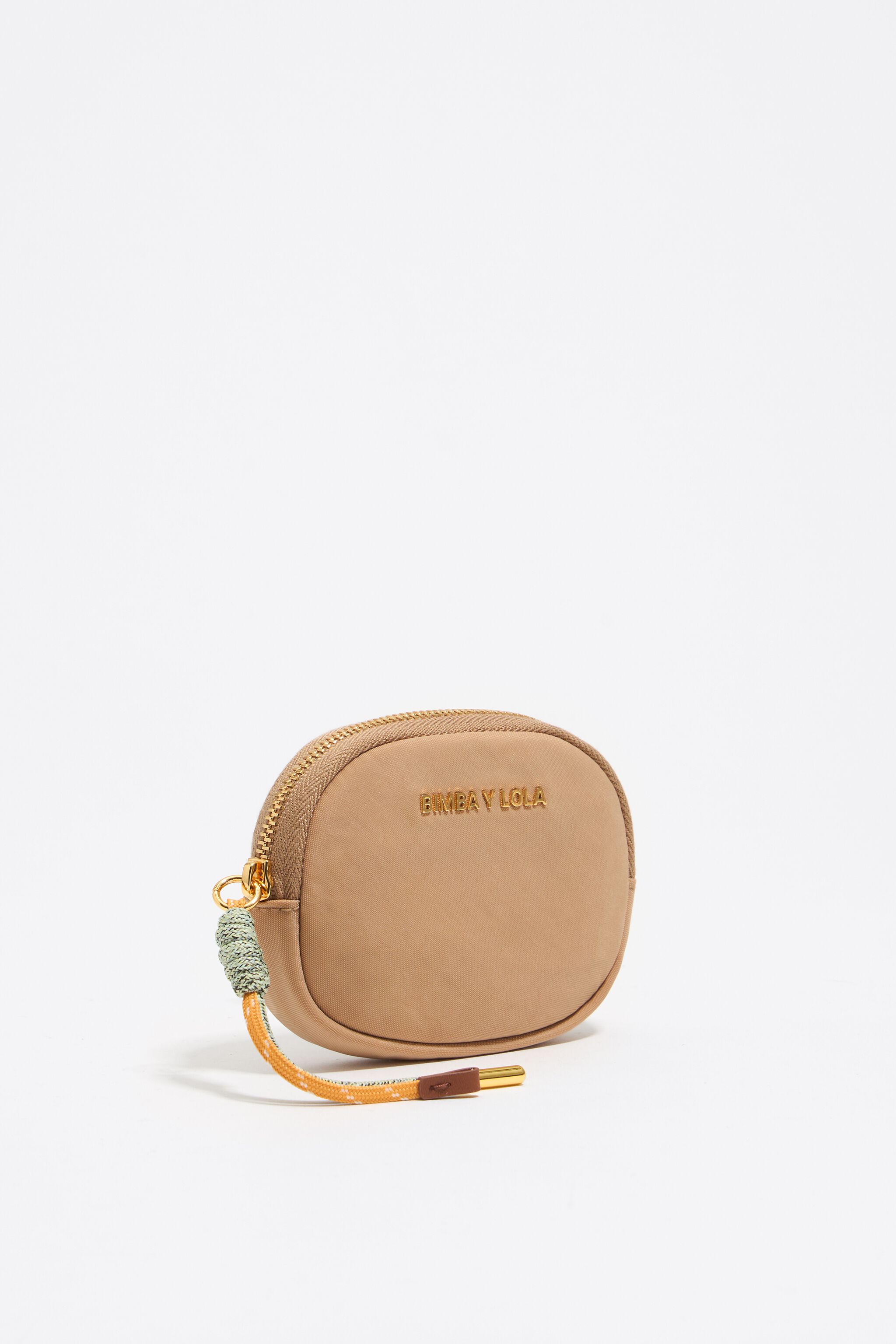 Beige nylon coin purse