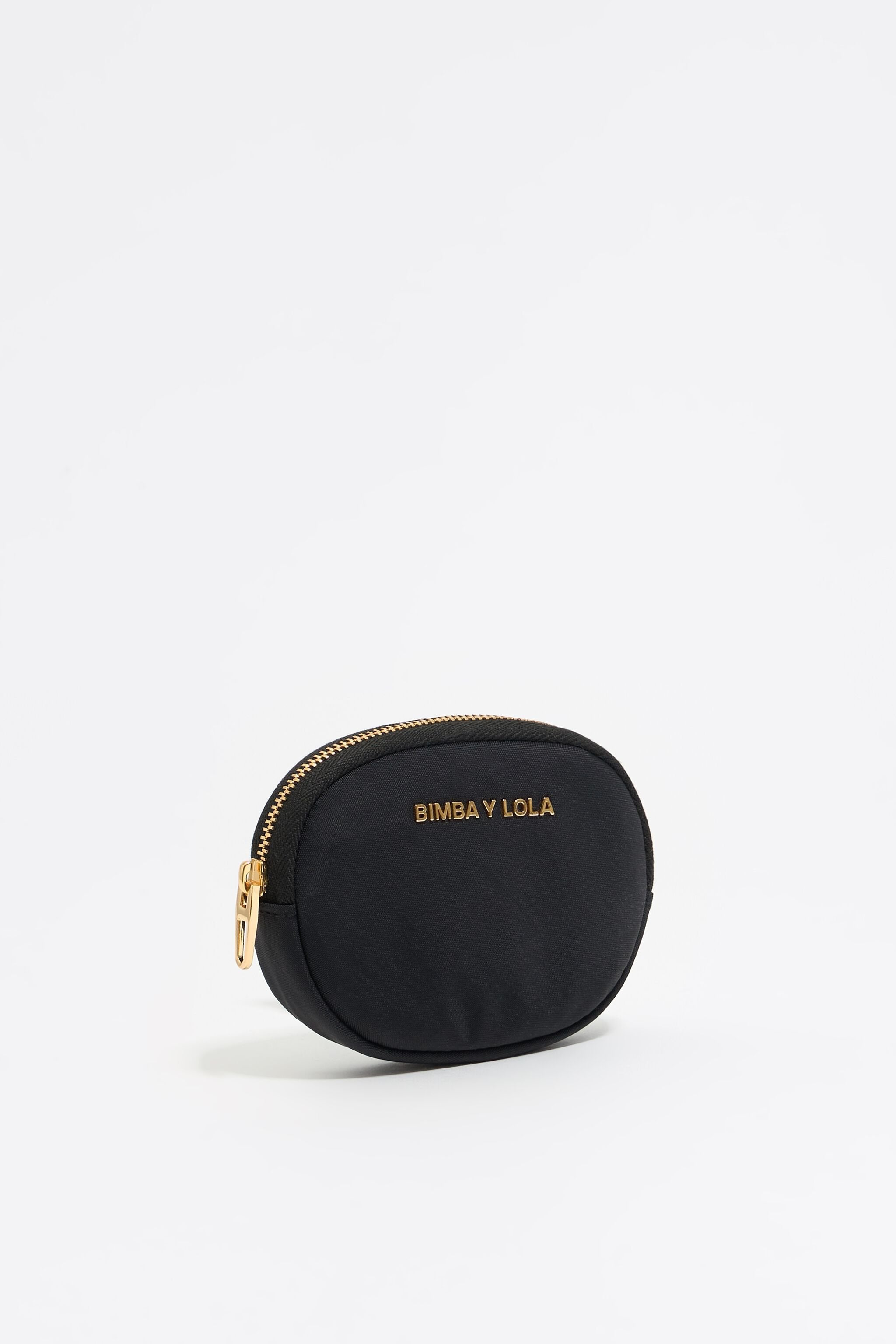 Black nylon oval coin purse