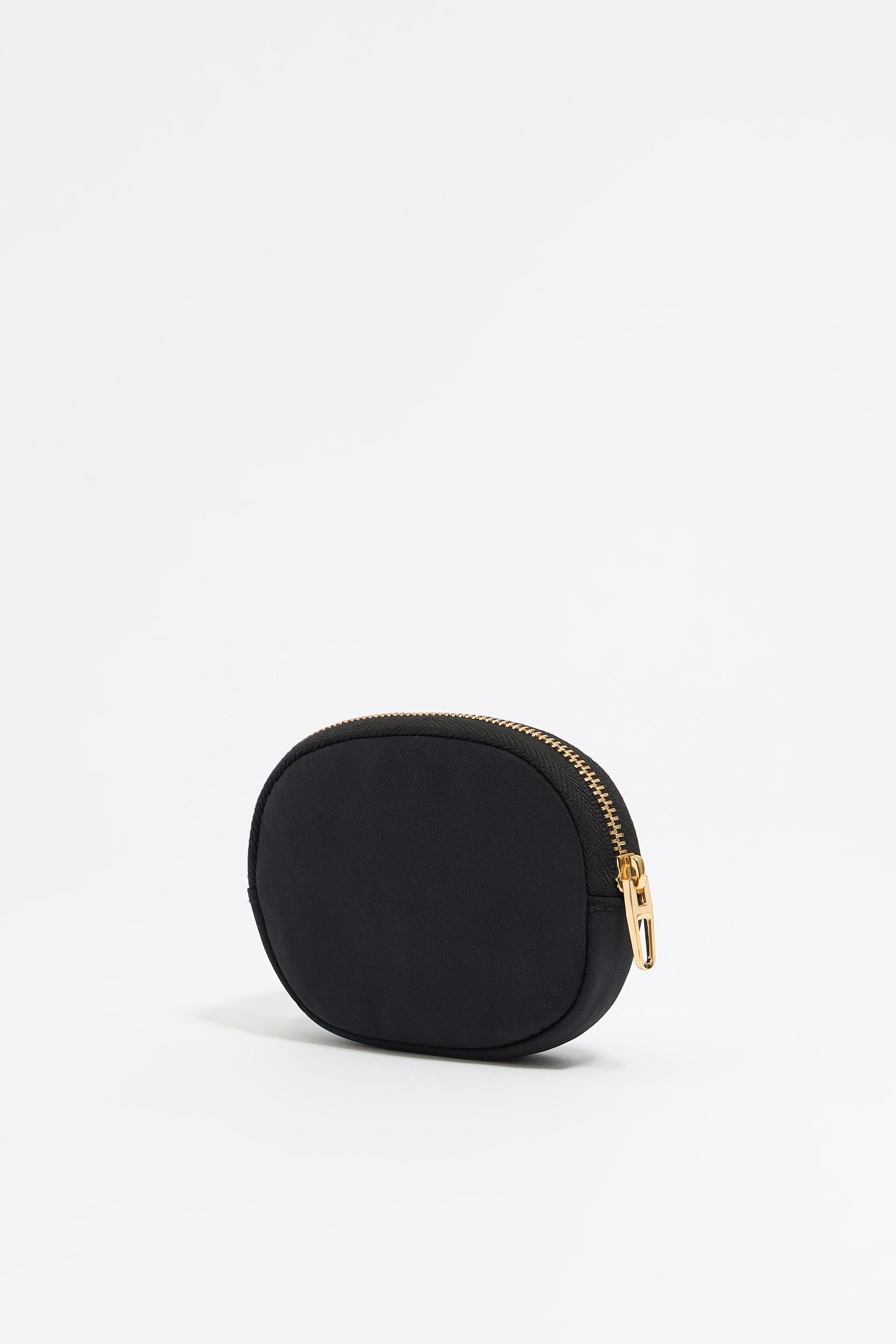 Black nylon oval coin purse