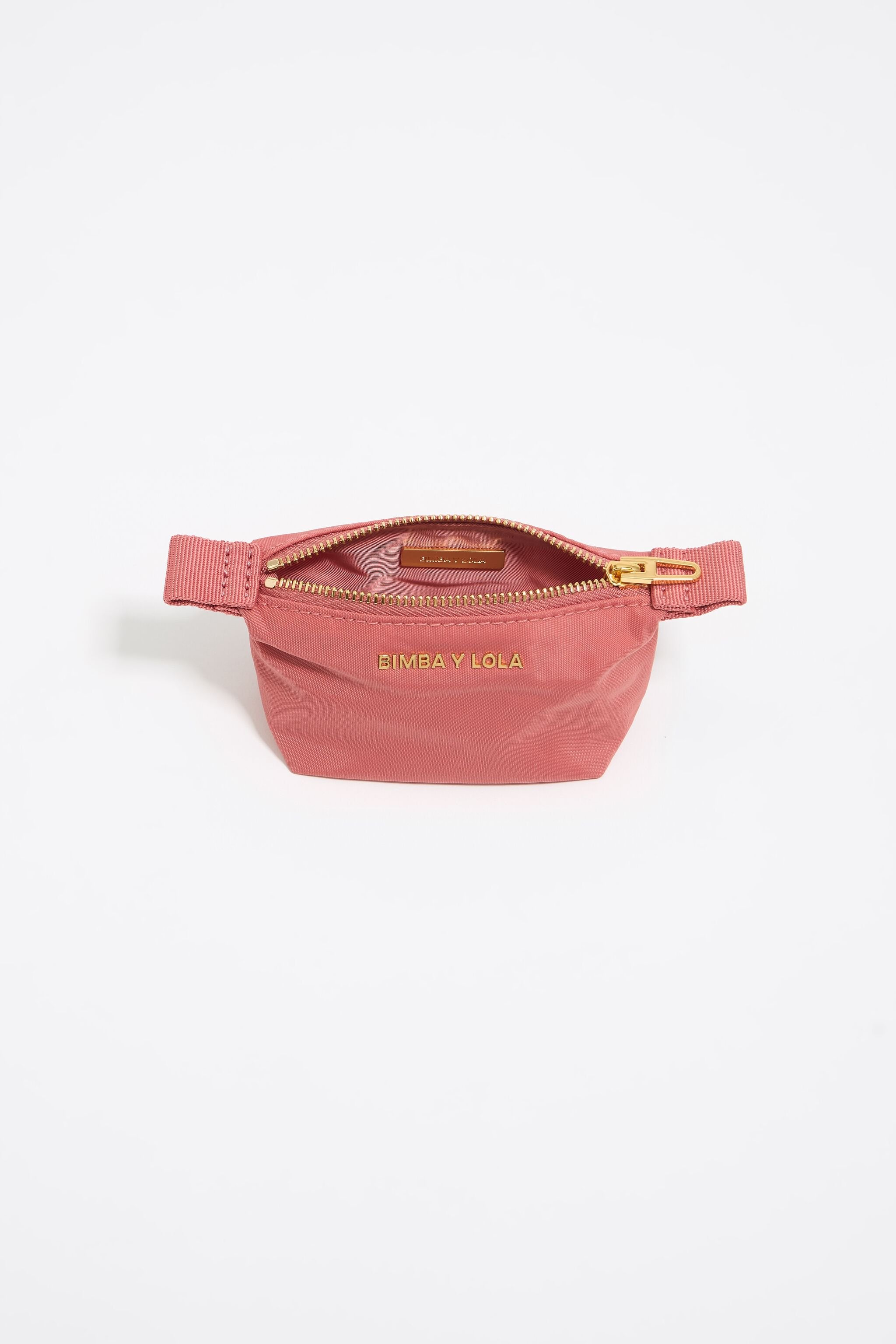 Mini pink nylon trapezium coin purse