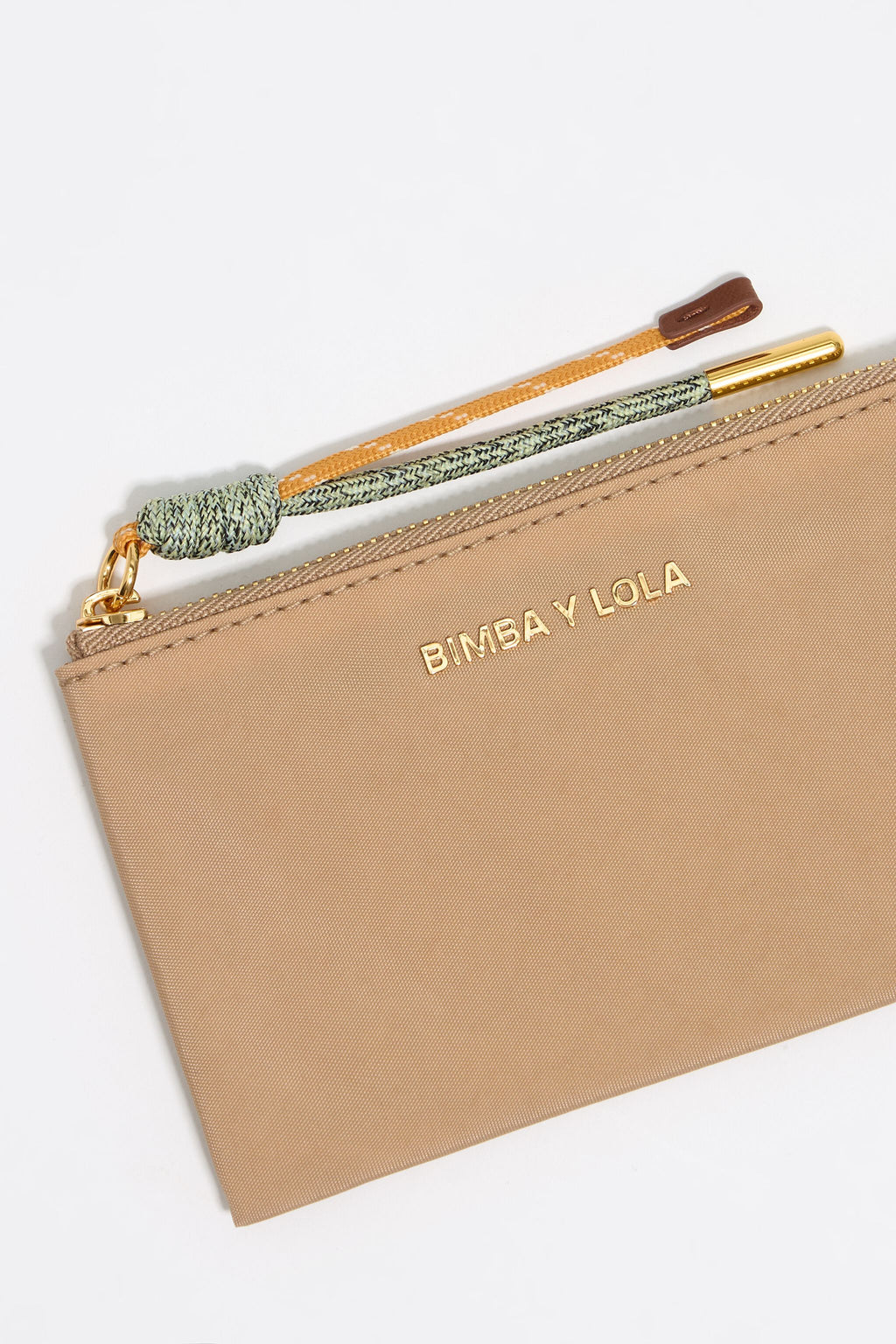 Beige nylon coin purse