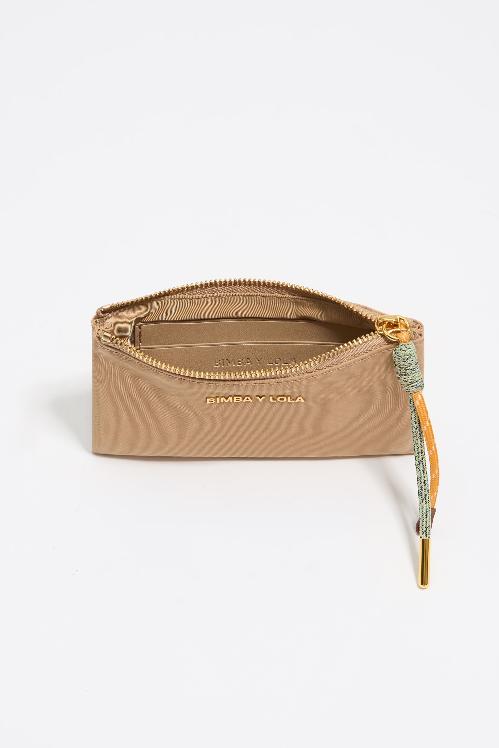 Beige nylon coin purse