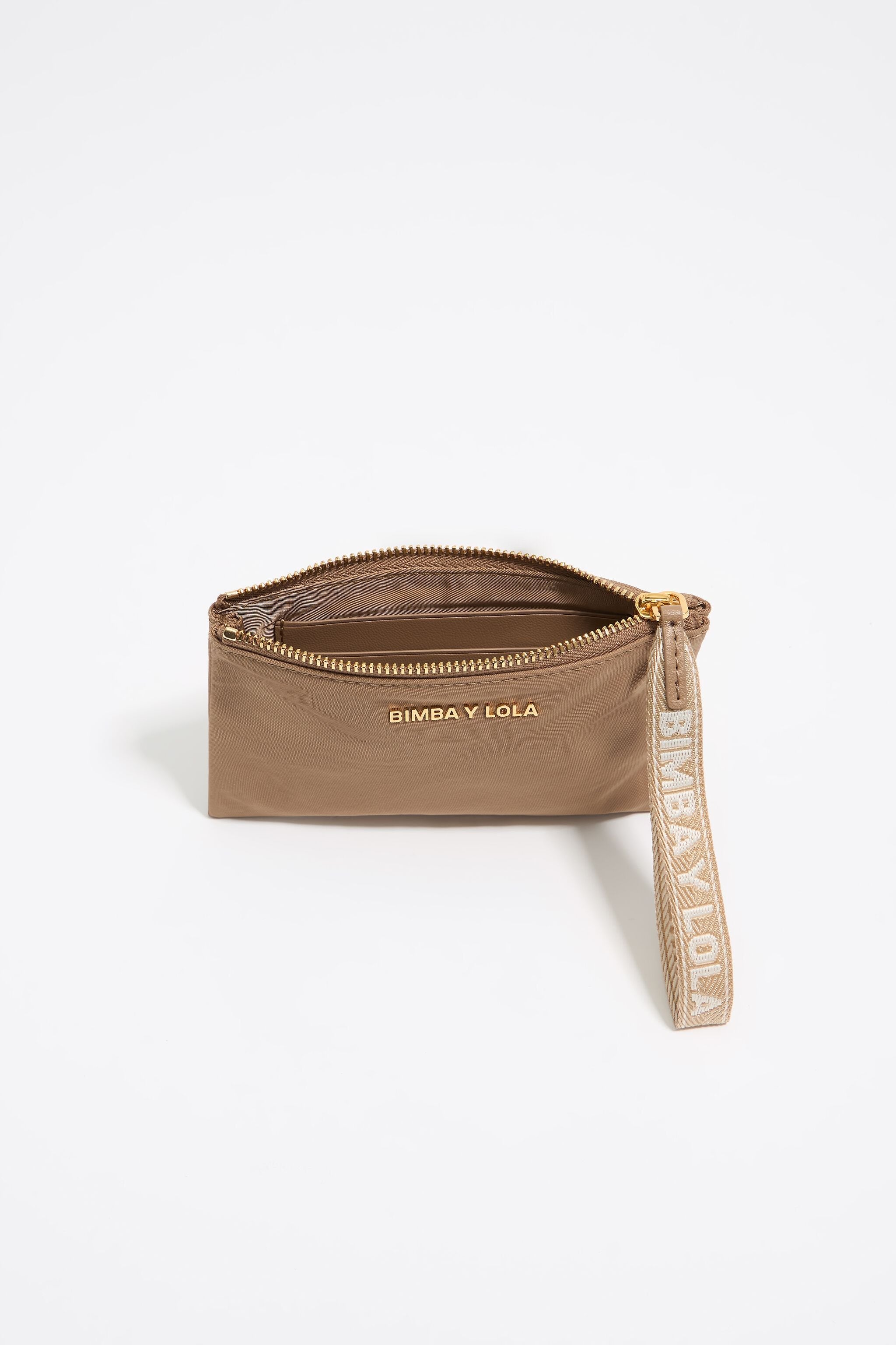 Bark brown nylon coin purse