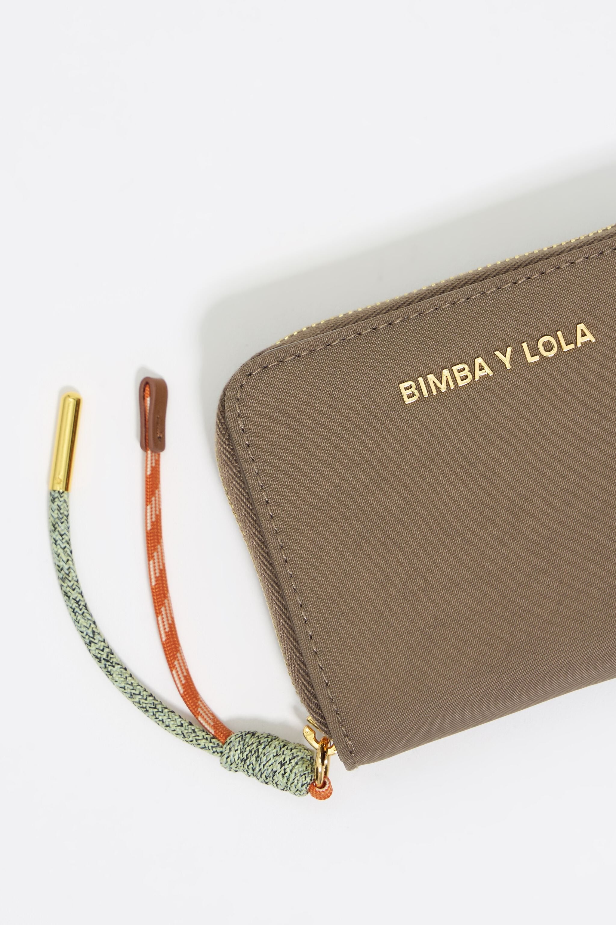 Khaki brown nylon flap purse