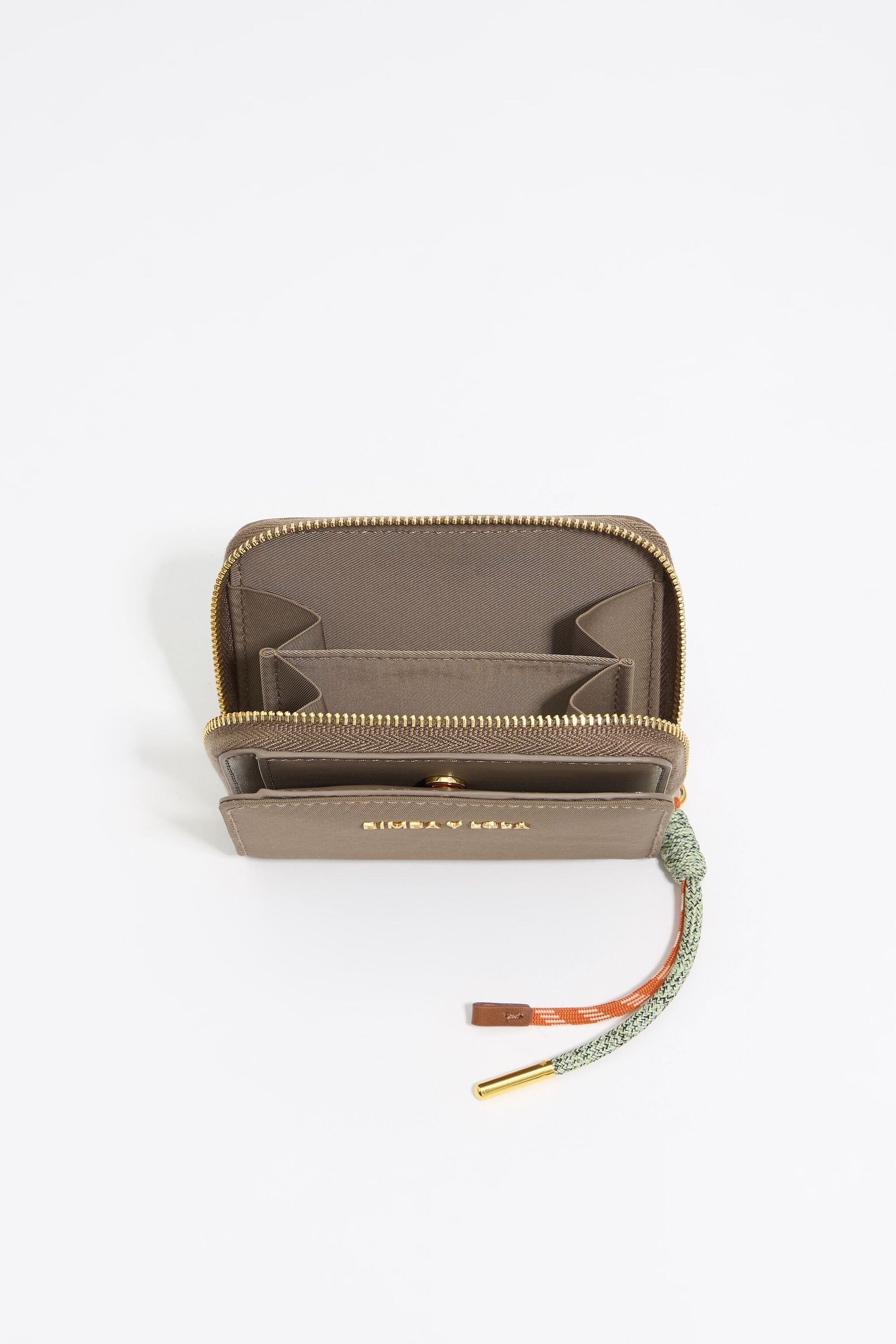 Khaki brown nylon flap purse