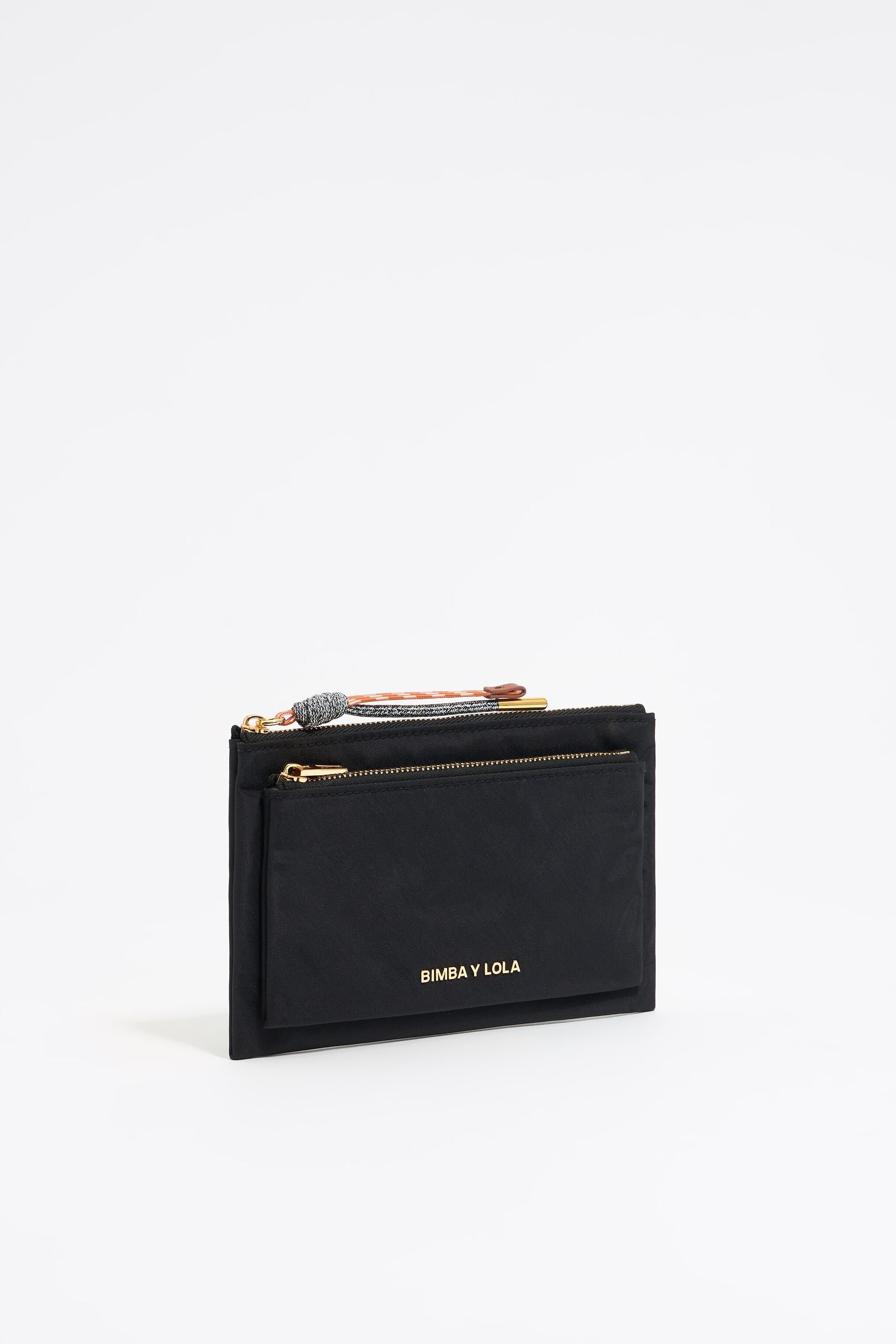 Black nylon double purse