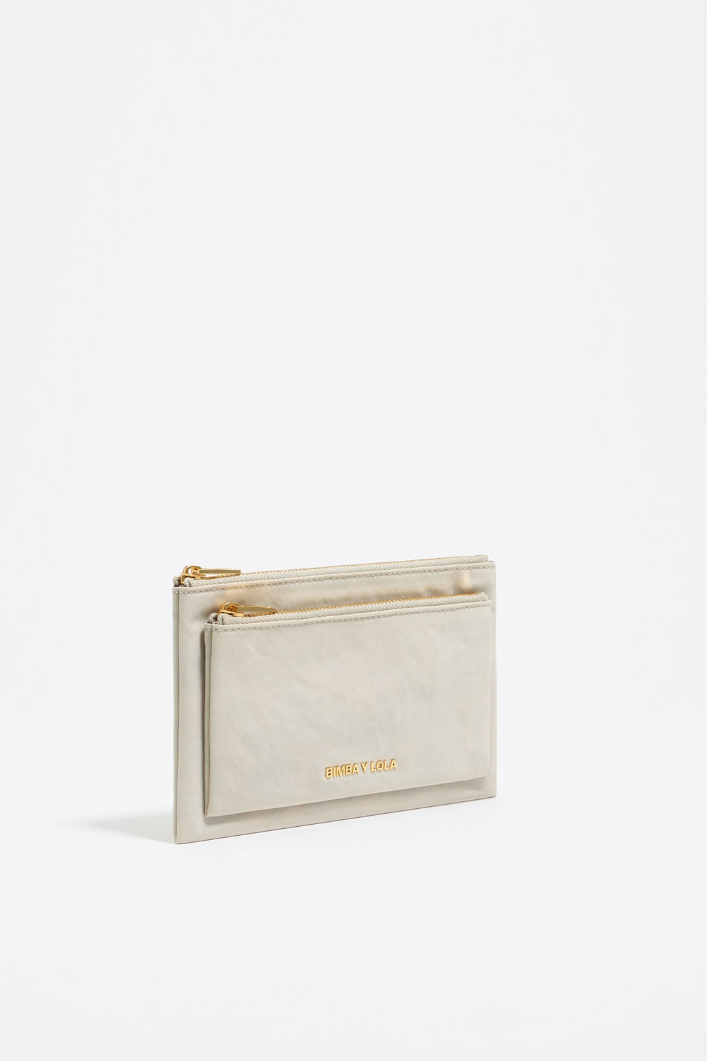 Stone white nylon double purse