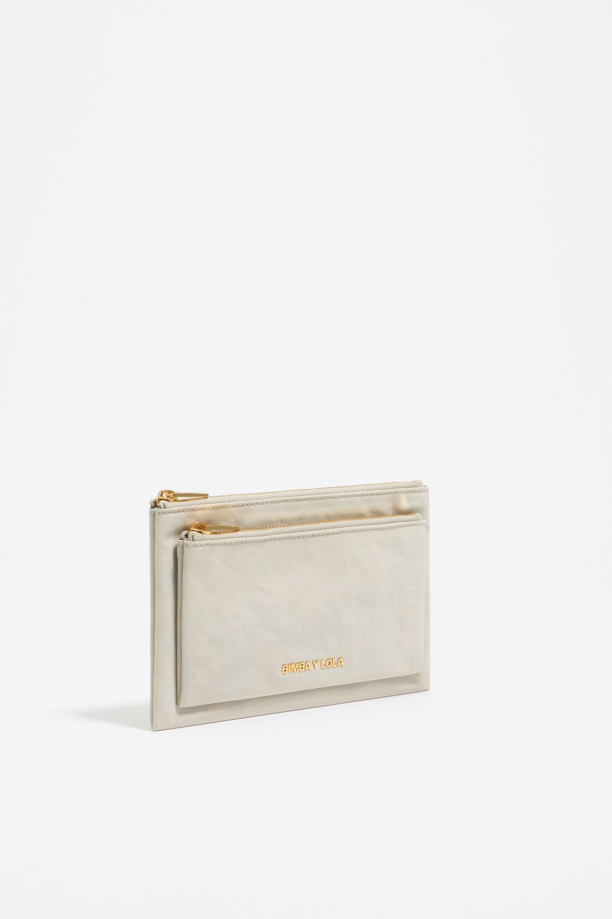 Stone white nylon double purse