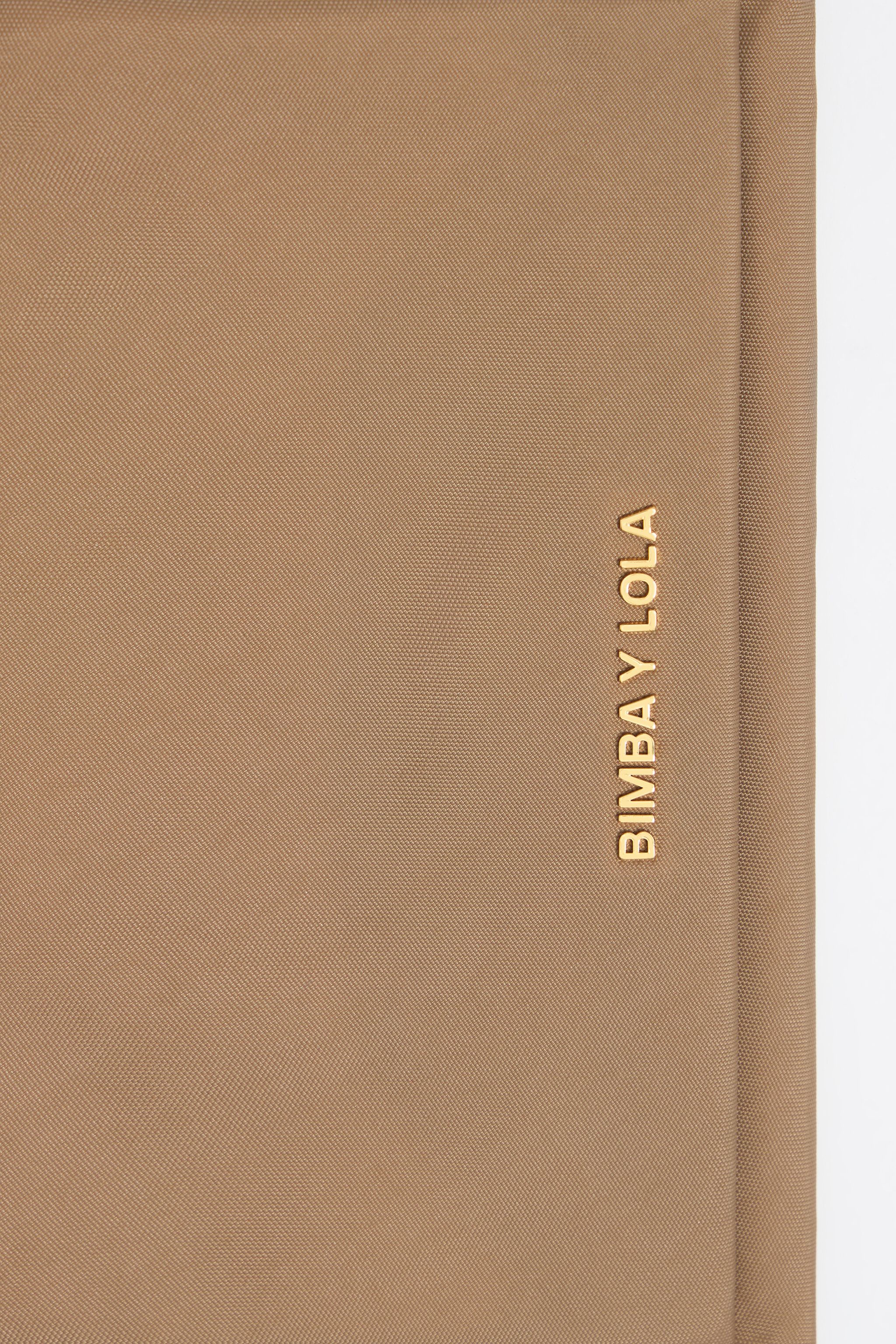 Bark brown nylon double purse