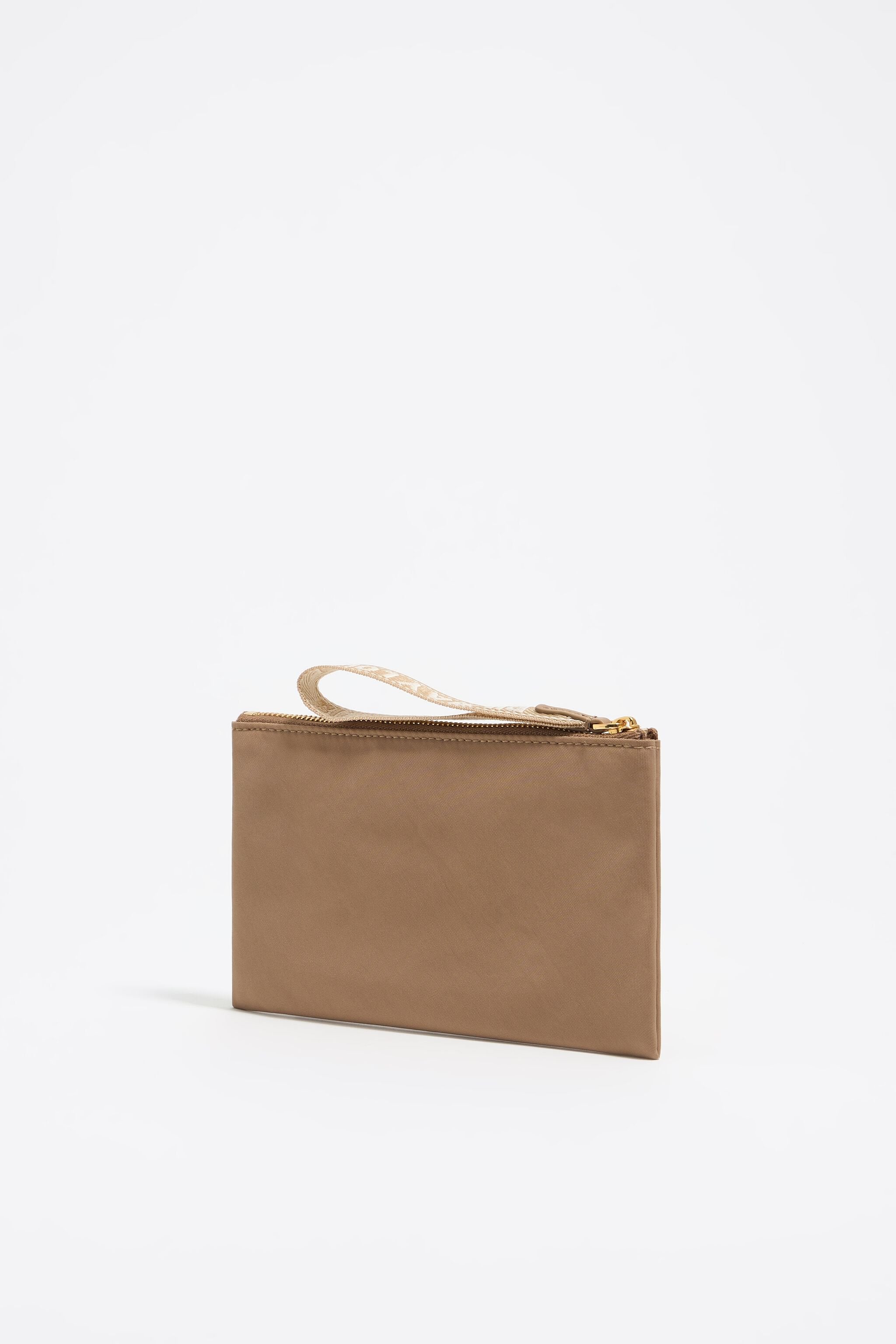 Bark brown nylon double purse