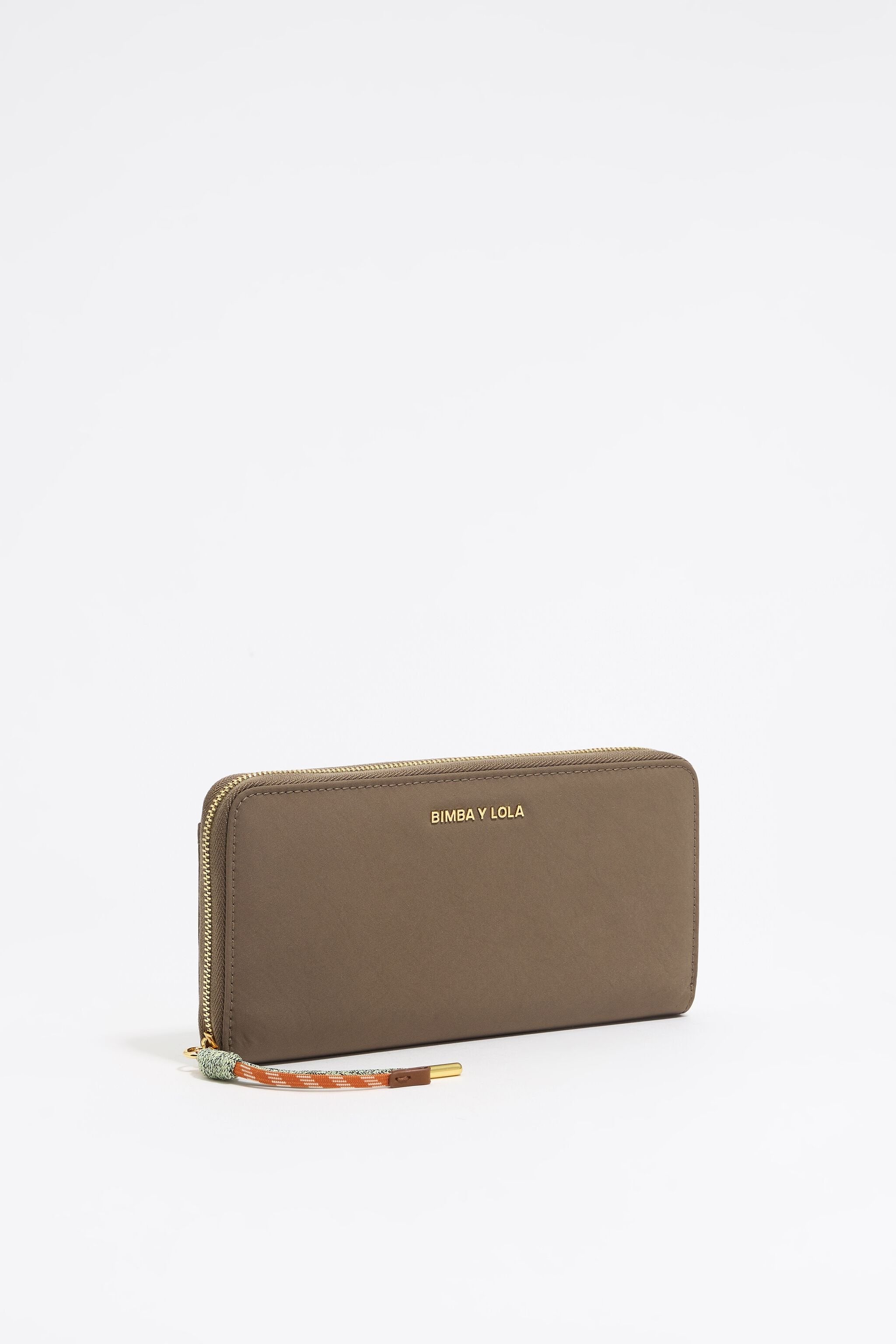 Khaki brown nylon horizontal wallet