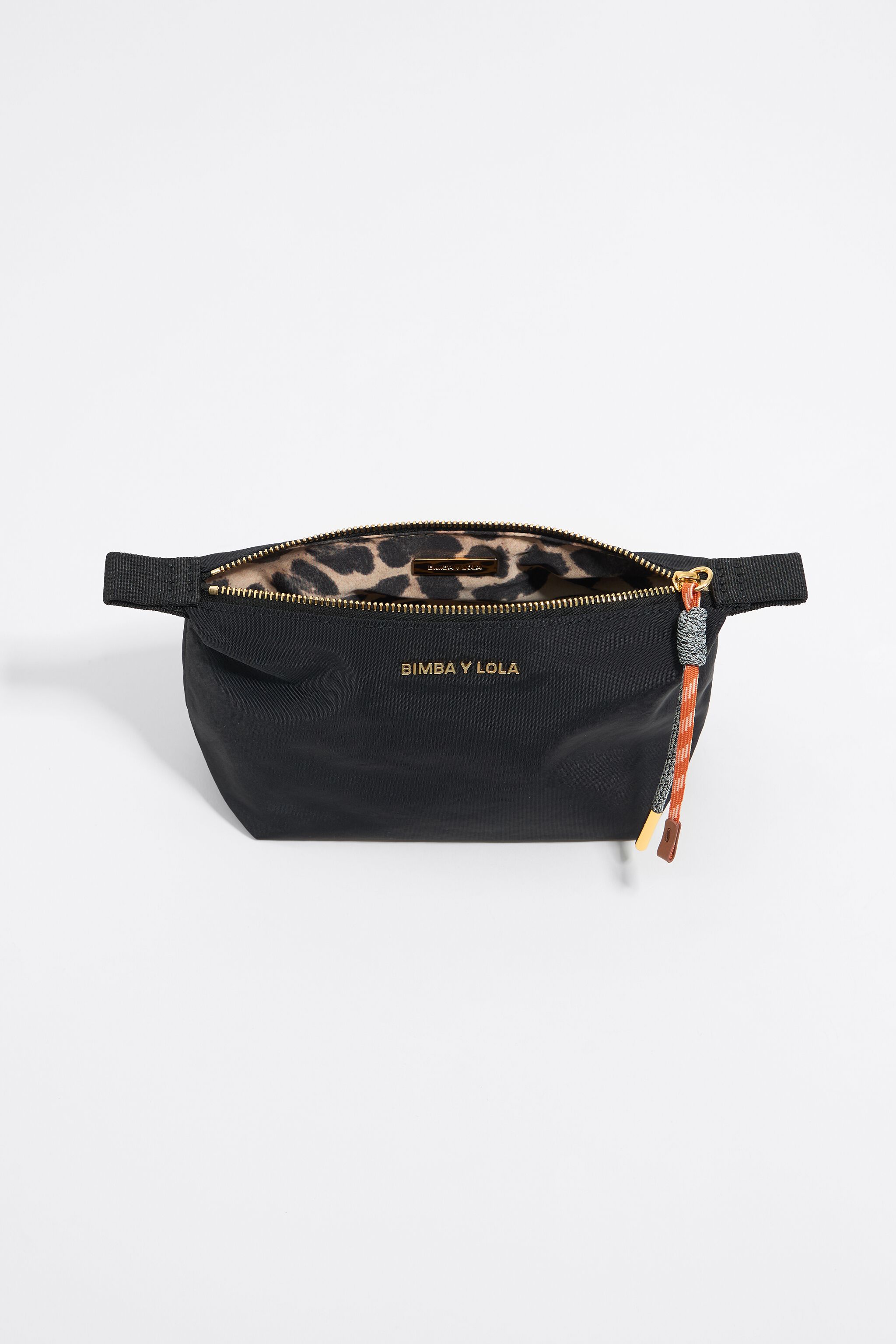 Small black nylon trapezium make-up case