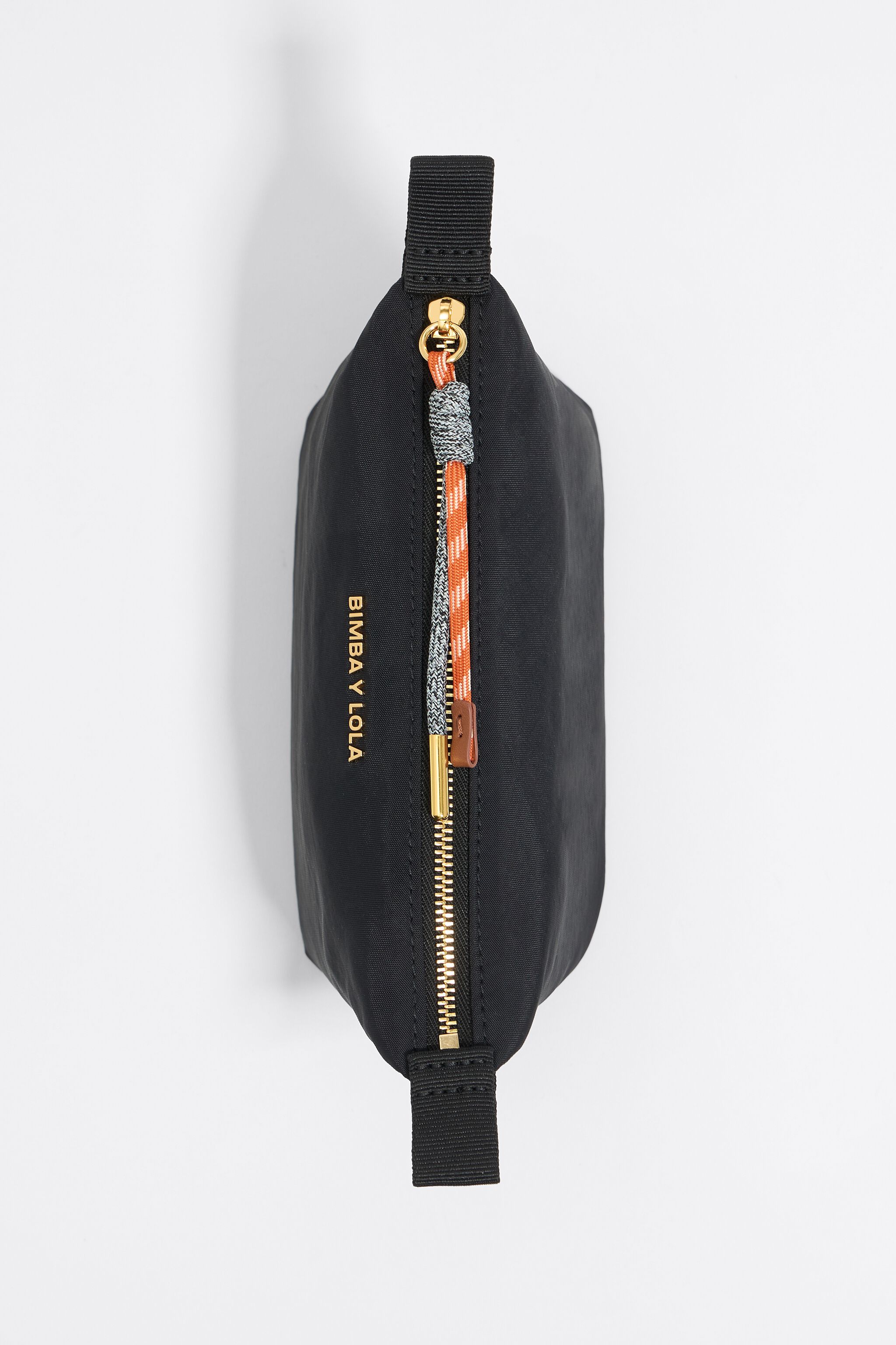 Small black nylon trapezium make-up case