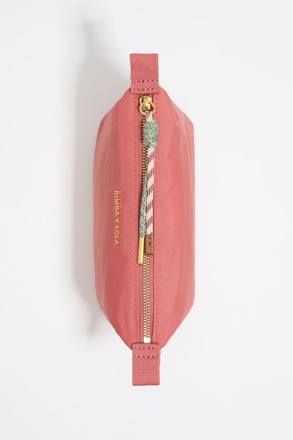 Small pink nylon trapezium make-up case