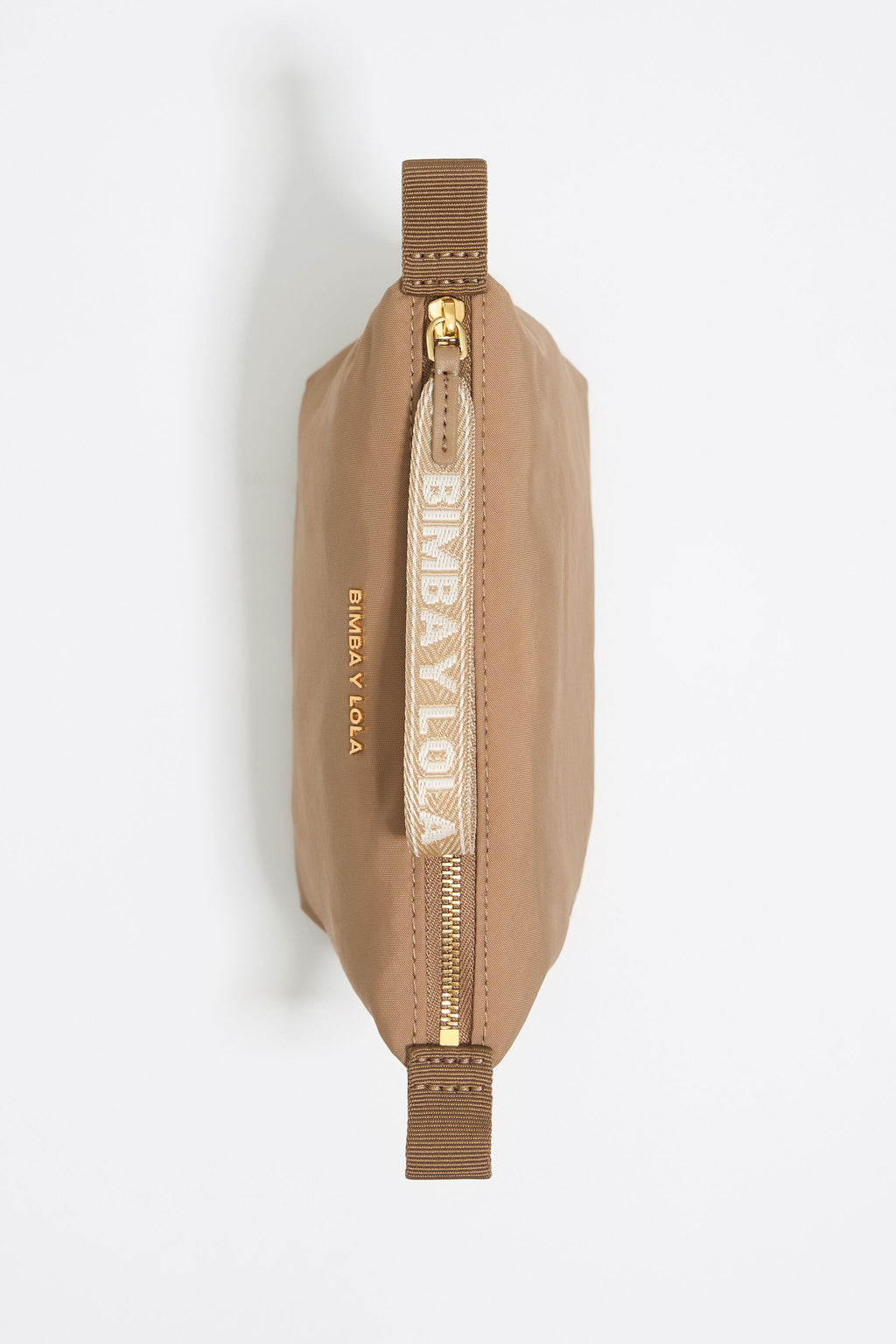 Small bark brown nylon trapezium make-up case