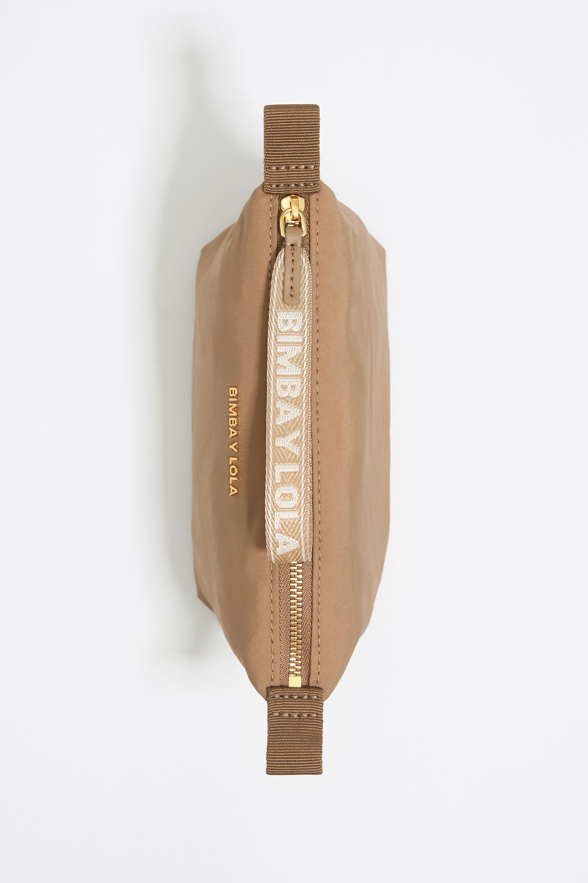 Small bark brown nylon trapezium make-up case