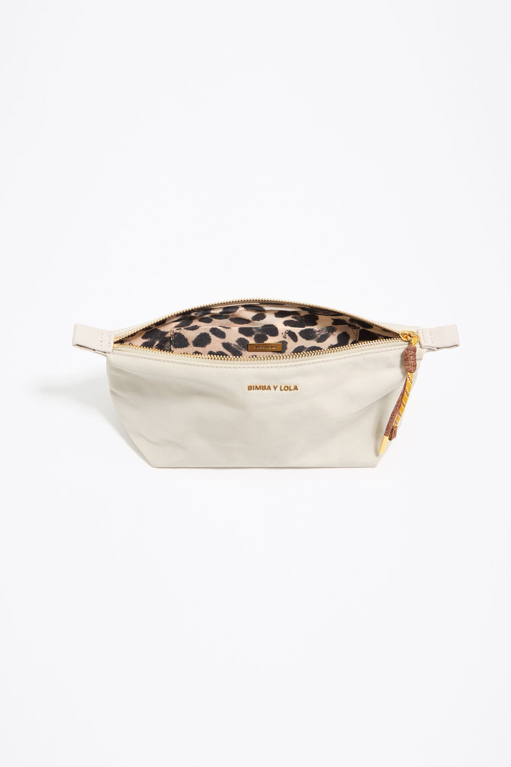 Medium stone white nylon trapezium make-up case