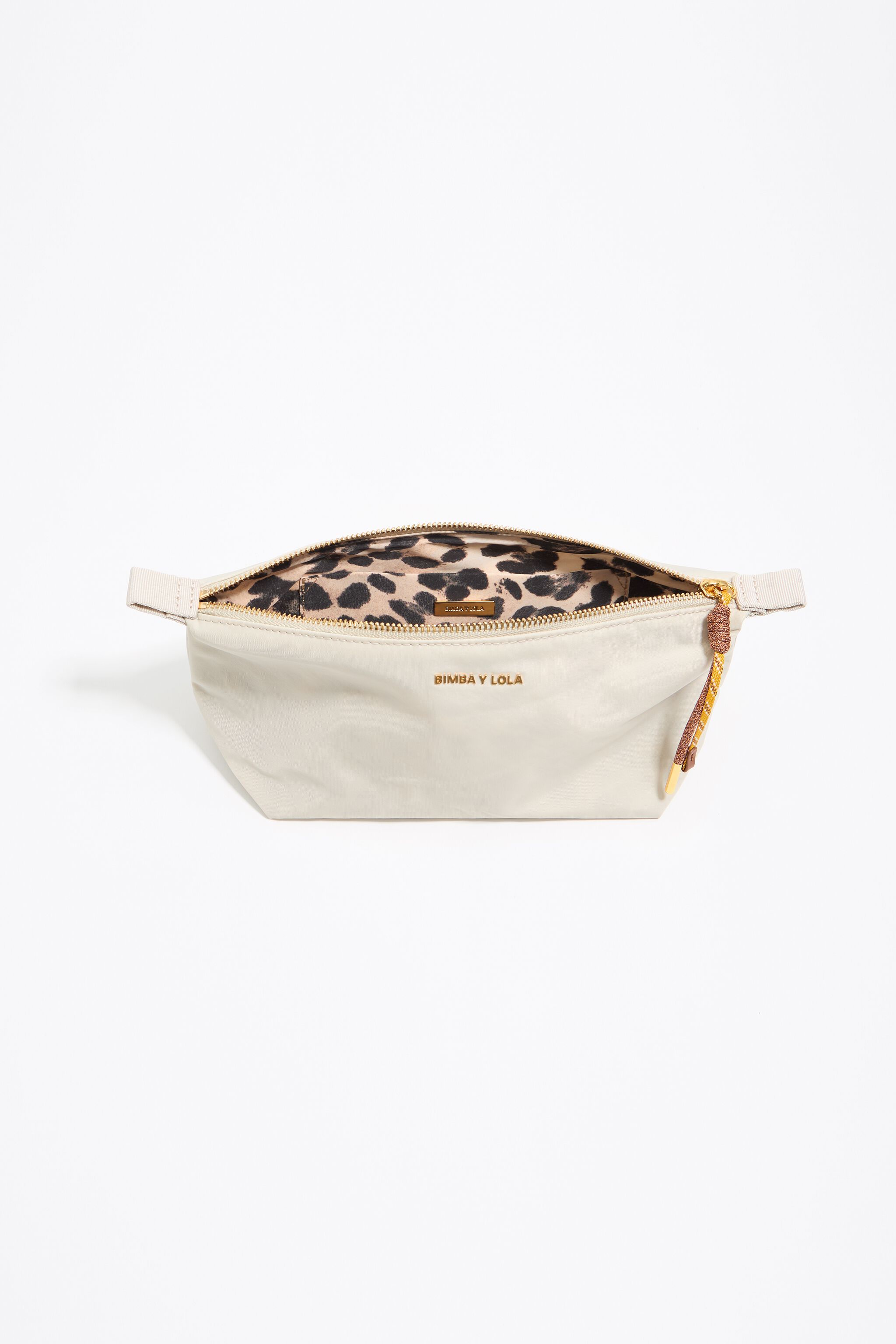 Medium stone white nylon trapezium make-up case