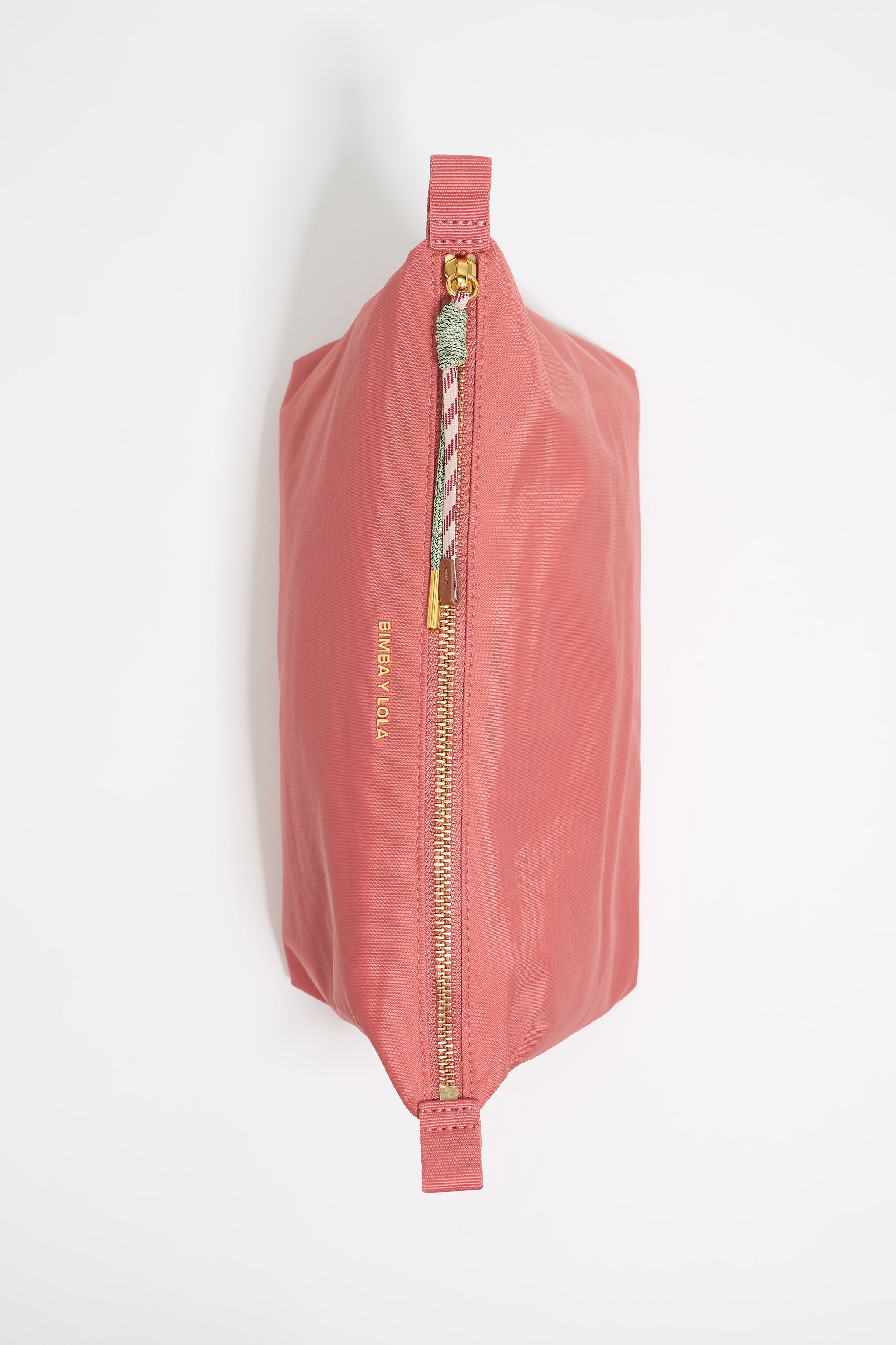 Large pink nylon trapezium make-up case