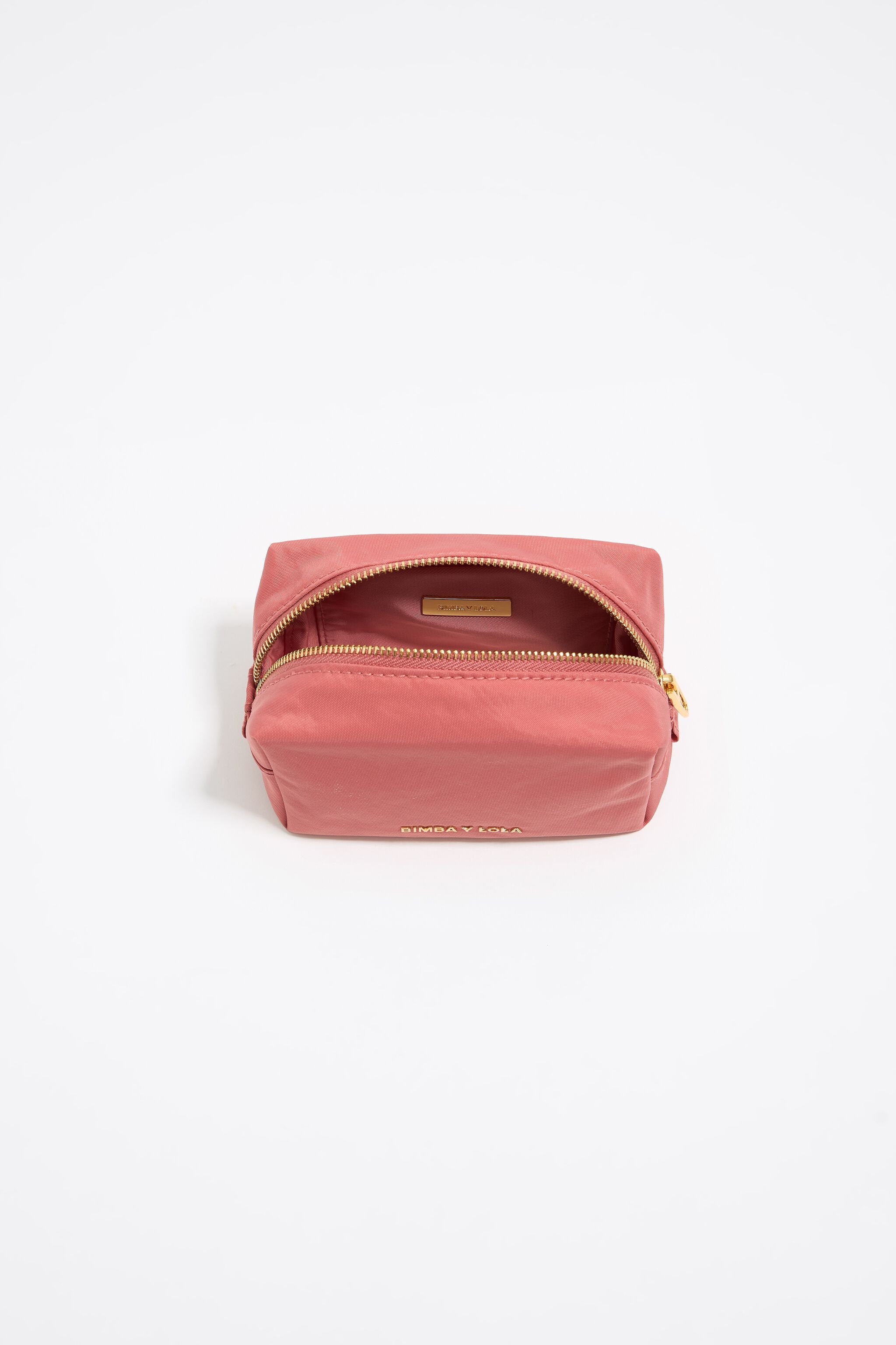 Small pink nylon make-up case