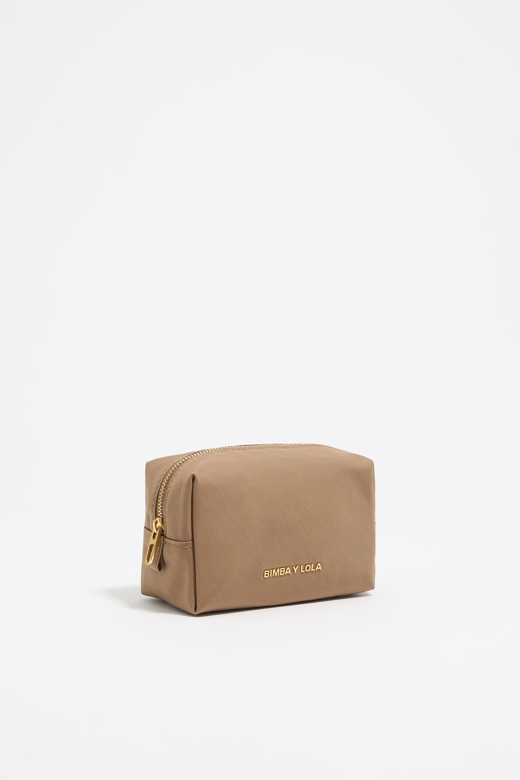 Small bark brown nylon make-up case