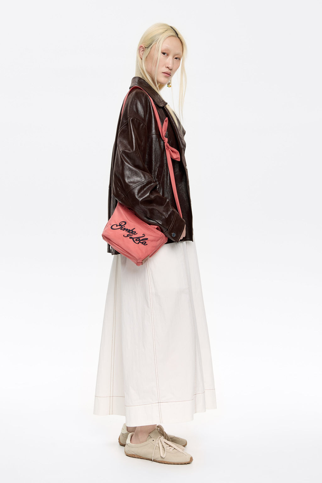 Pink nylon mini shopper bag