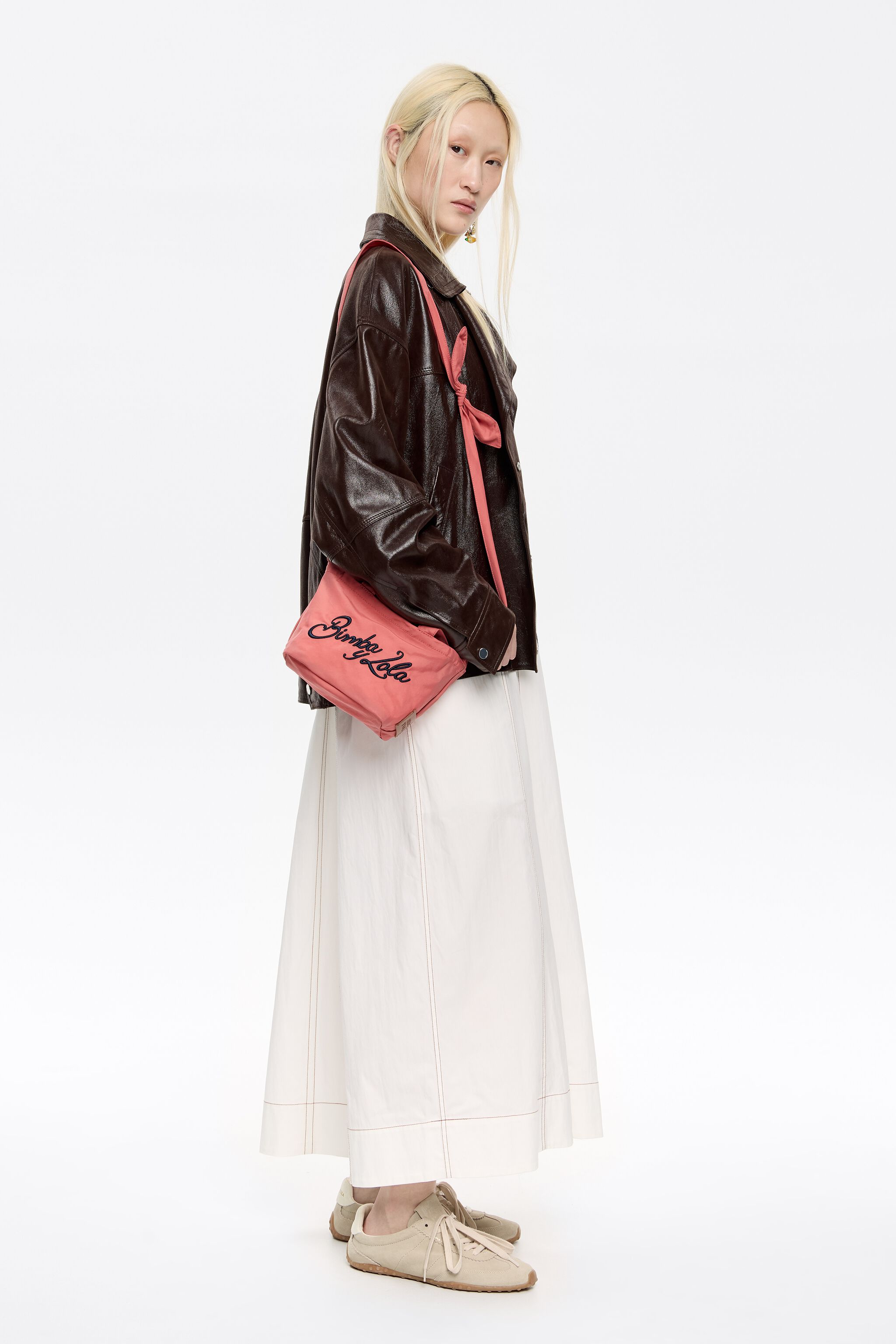 Pink nylon mini shopper bag