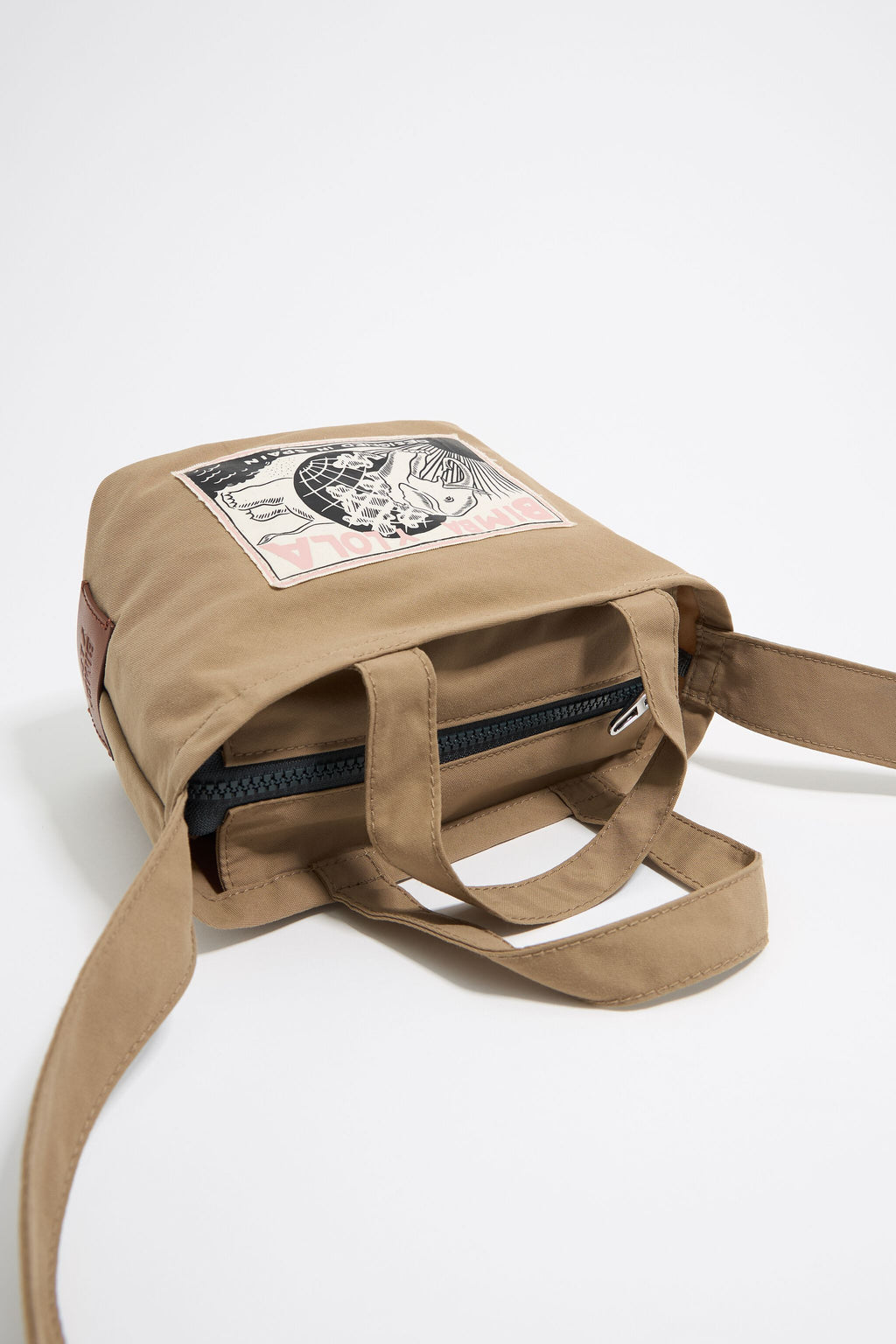 Camel nylon mini shopper bag