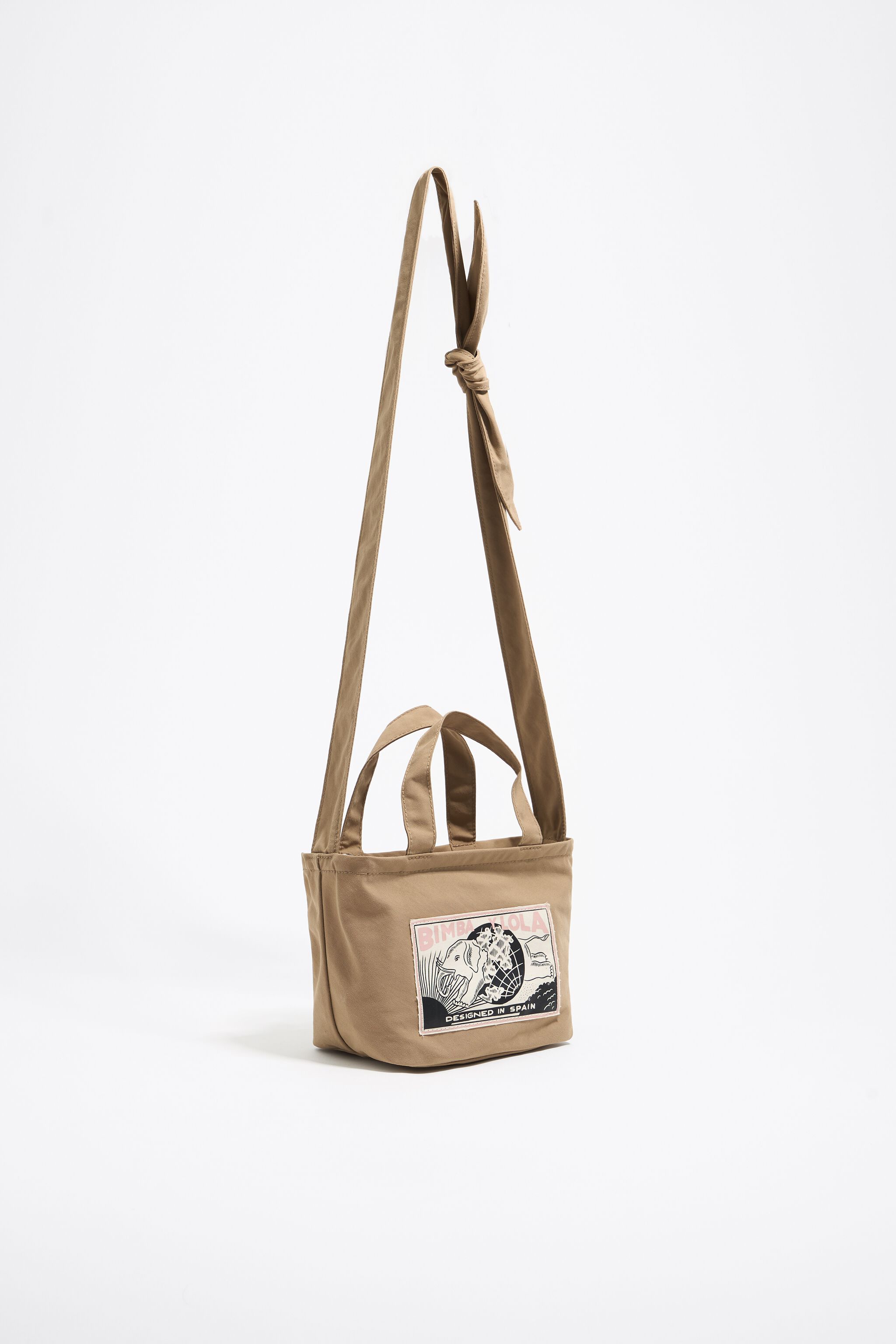 Camel nylon mini shopper bag