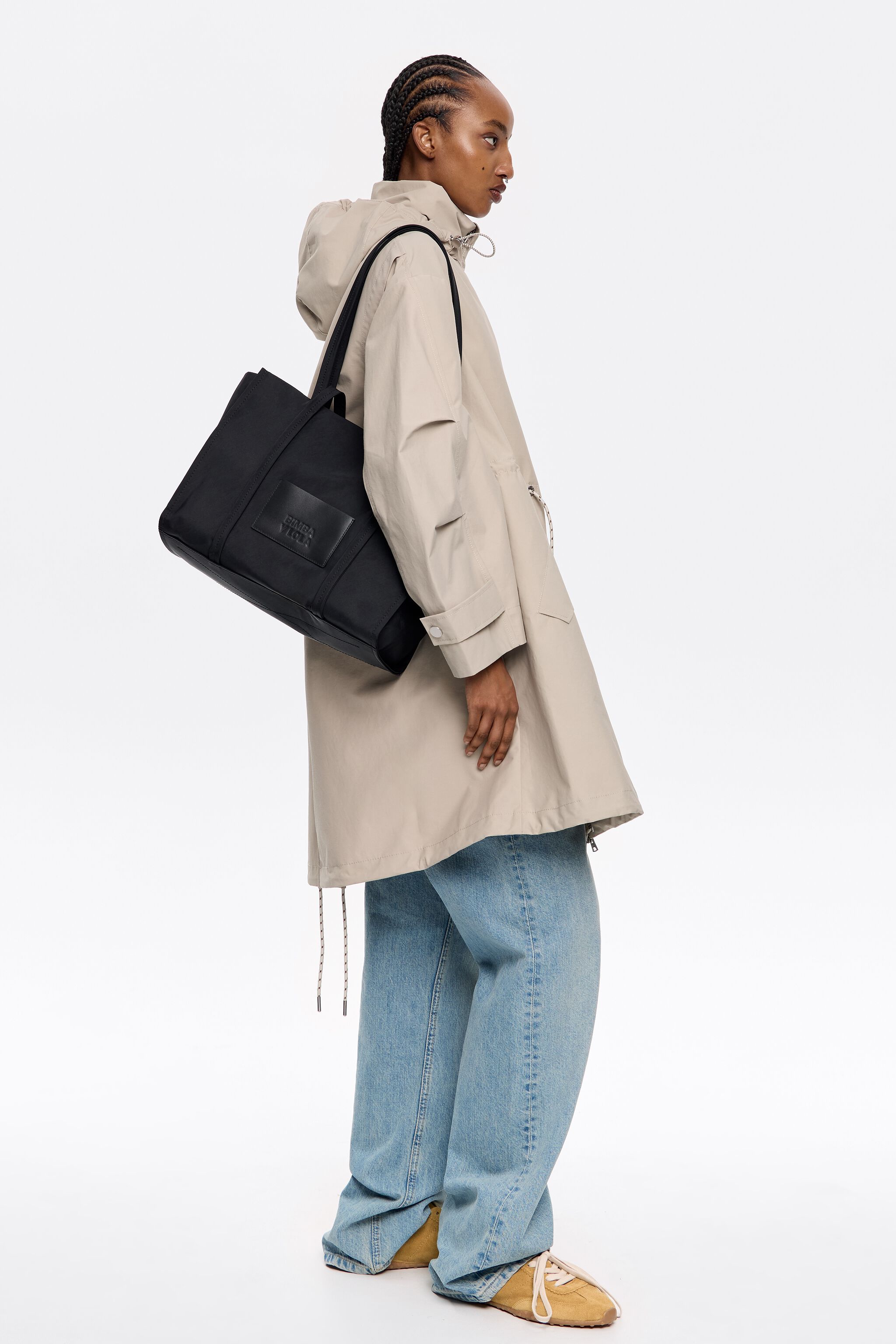 Large black nylon shopper bag