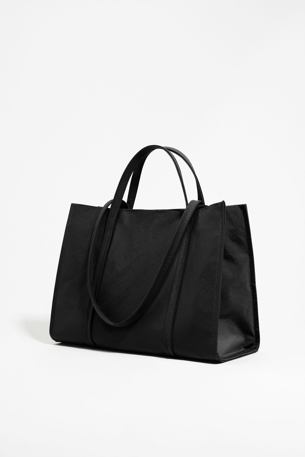 Large black nylon shopper bag