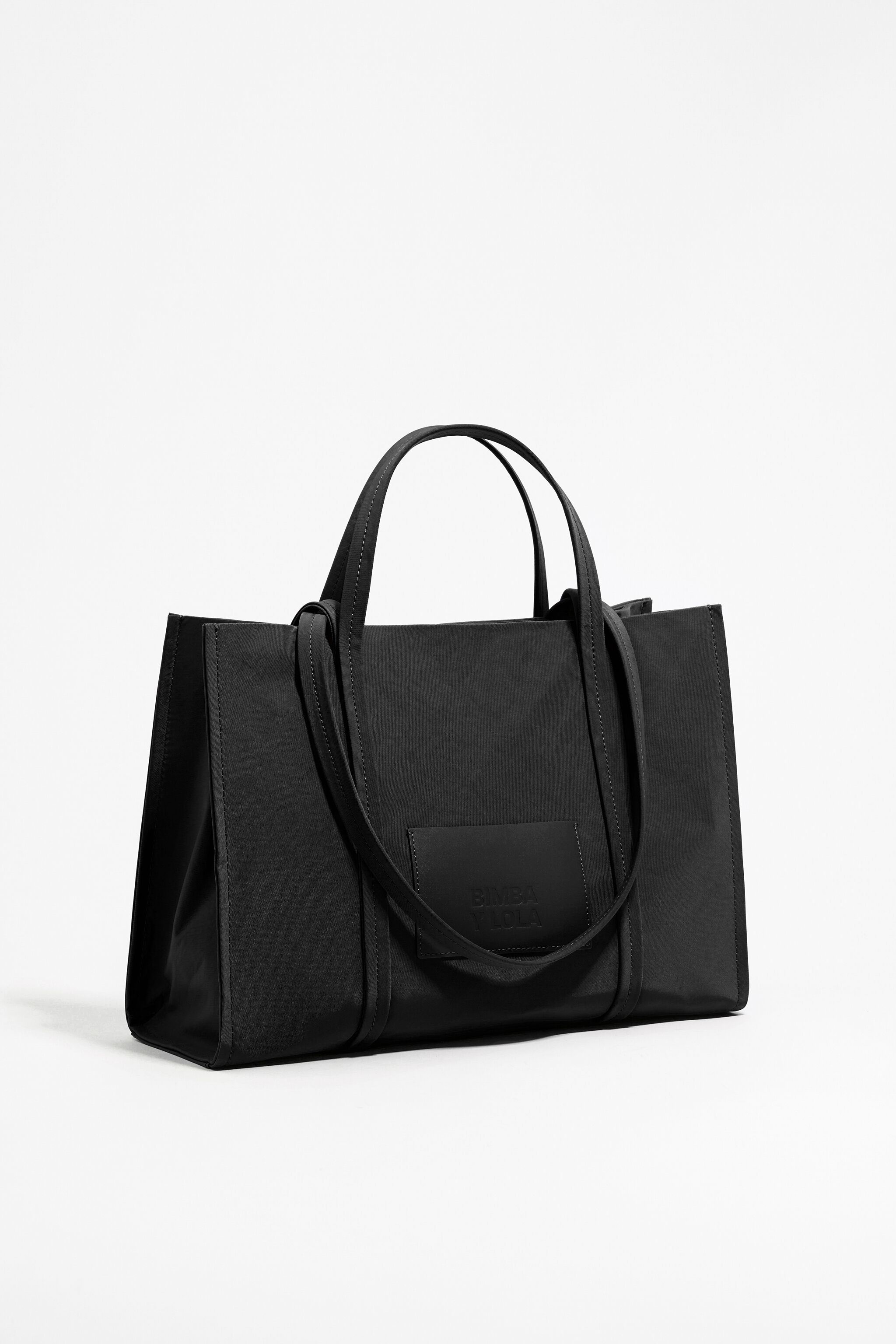 Large black nylon shopper bag