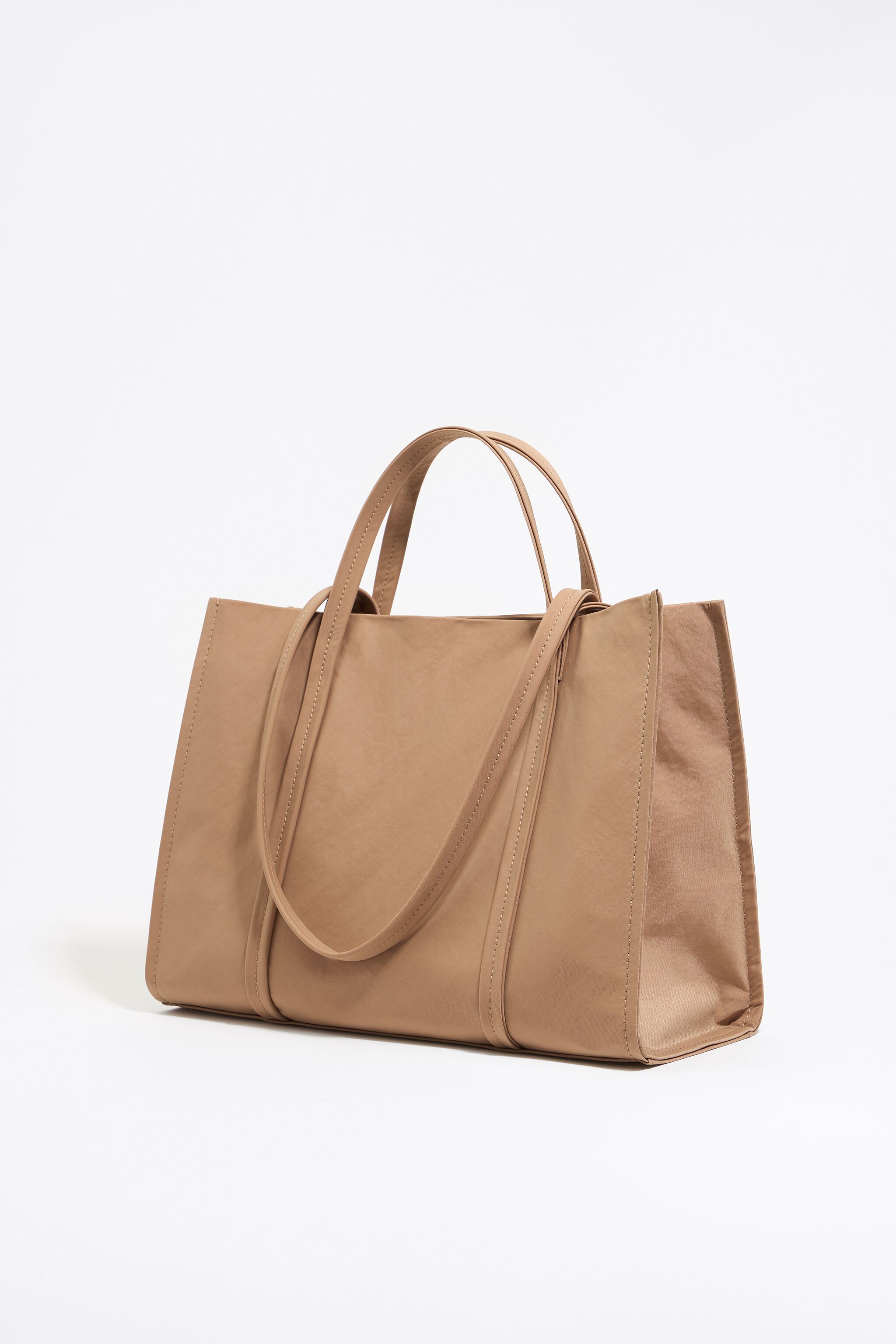 Large bark nylon shopper bag