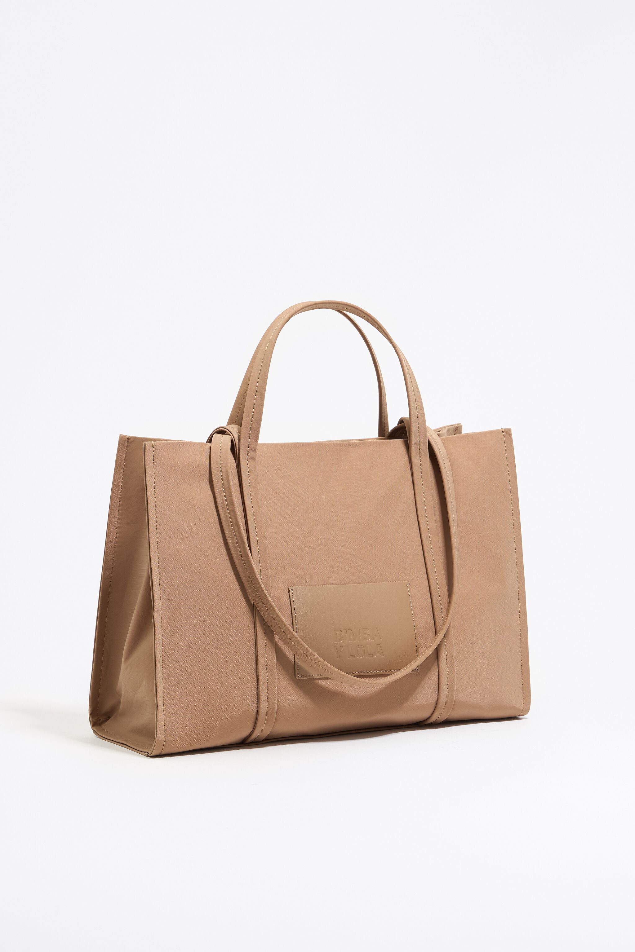 Large bark nylon shopper bag