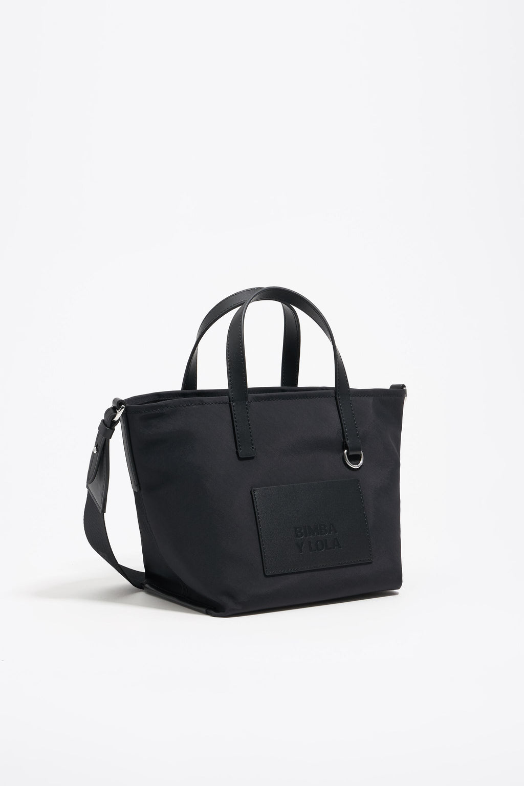 Small black nylon shopper bag