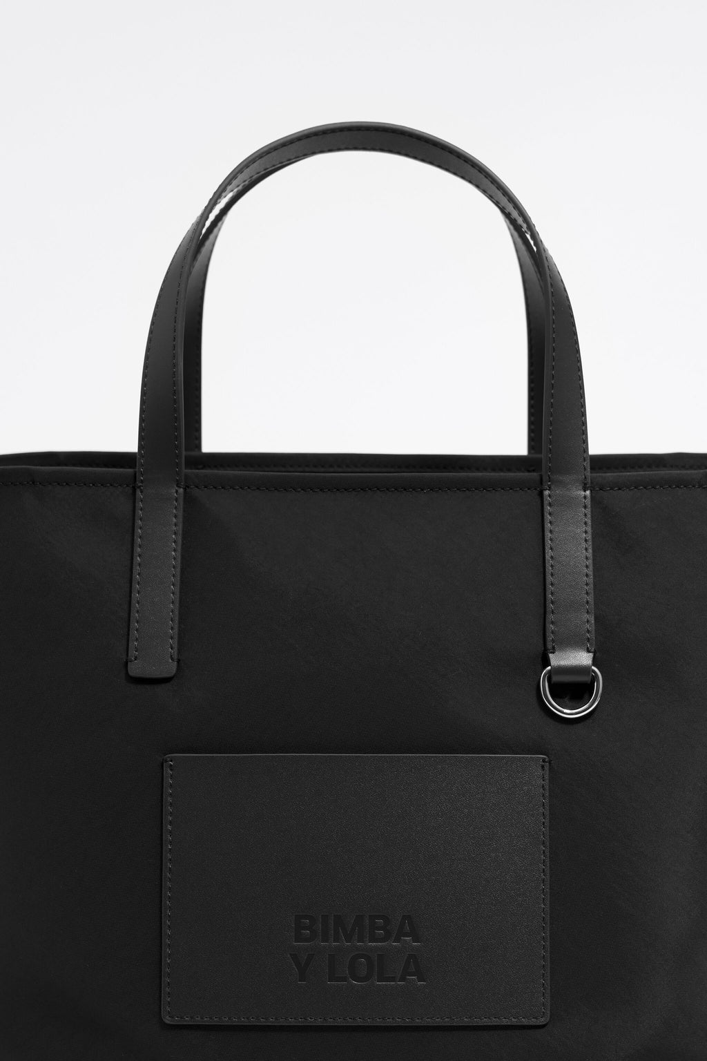 Medium black nylon shopper bag