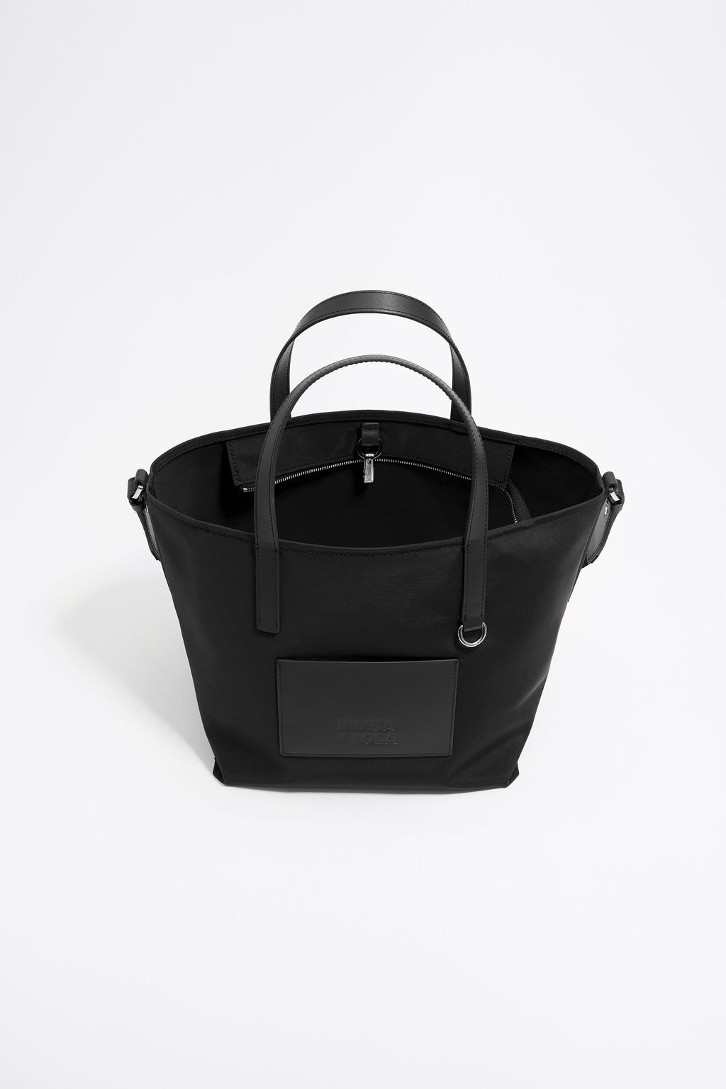 Medium black nylon shopper bag