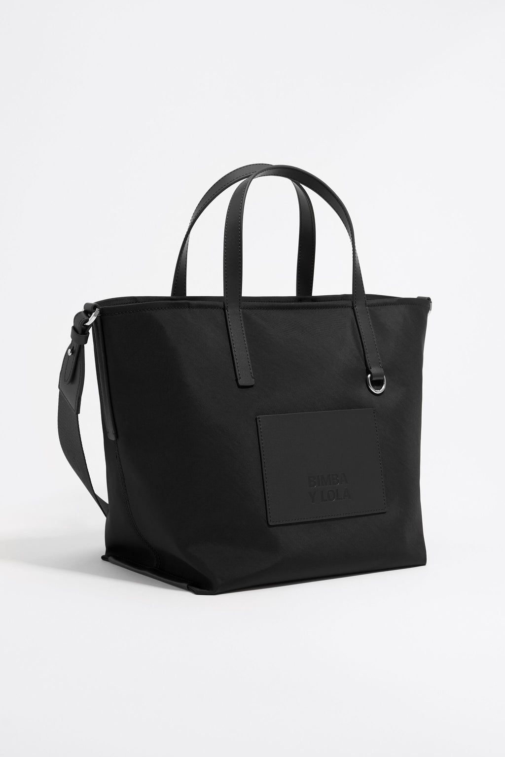 Medium black nylon shopper bag