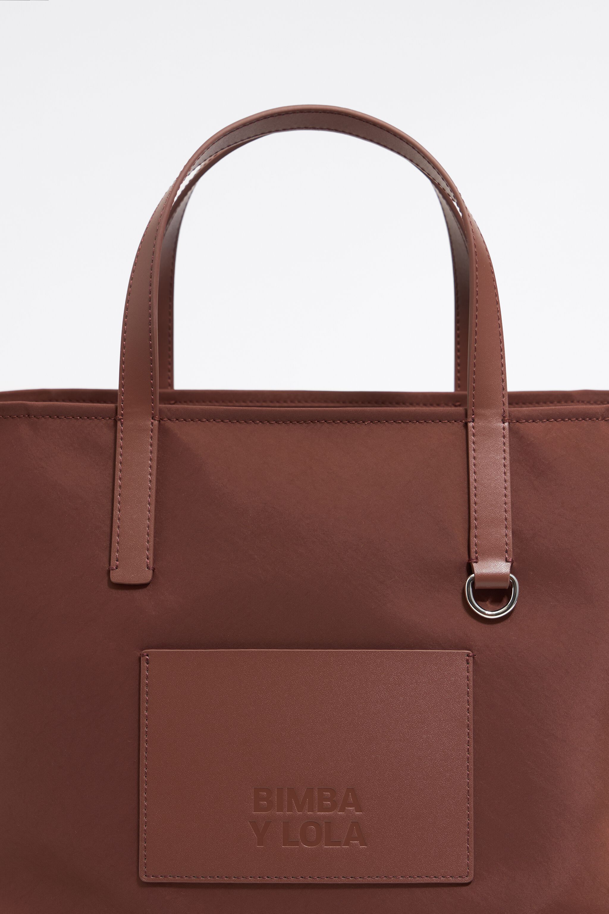 Medium brown nylon shopper bag