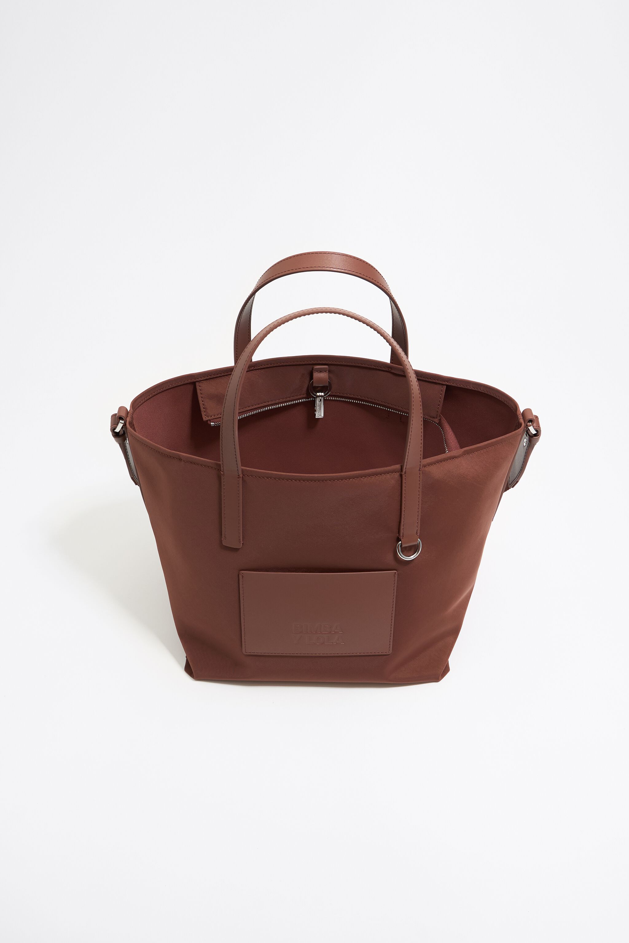 Medium brown nylon shopper bag